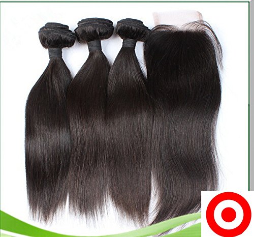 **Premium 8A Grade Indian Virgin Hair Bundles with Lace Closure - 10