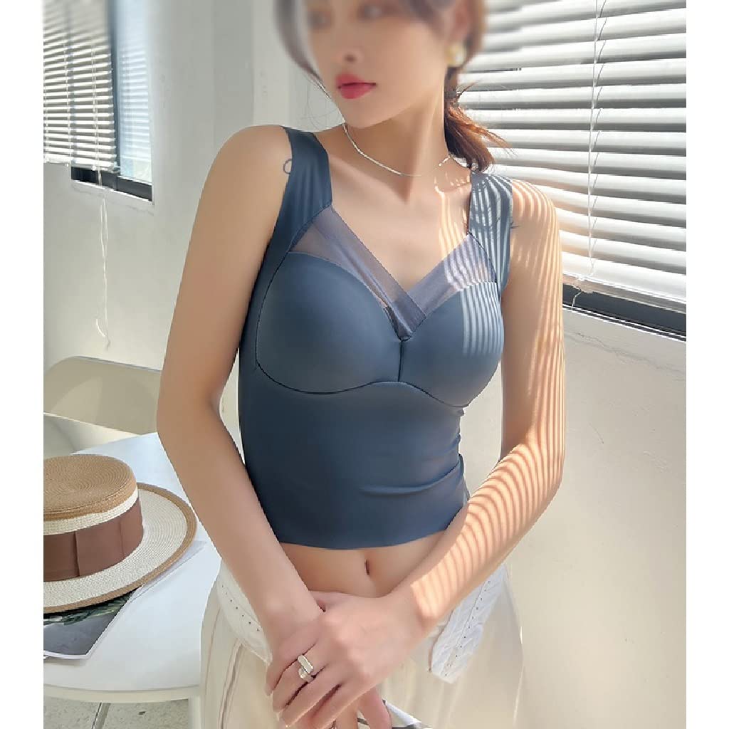 Breathable Ice Silk Seamless Tank Top for Women - Wide Shoulder No Steel Ring Mid-Length Camisole (3XL, Color B) | Perfect for Summer, Layering & Casual Wear