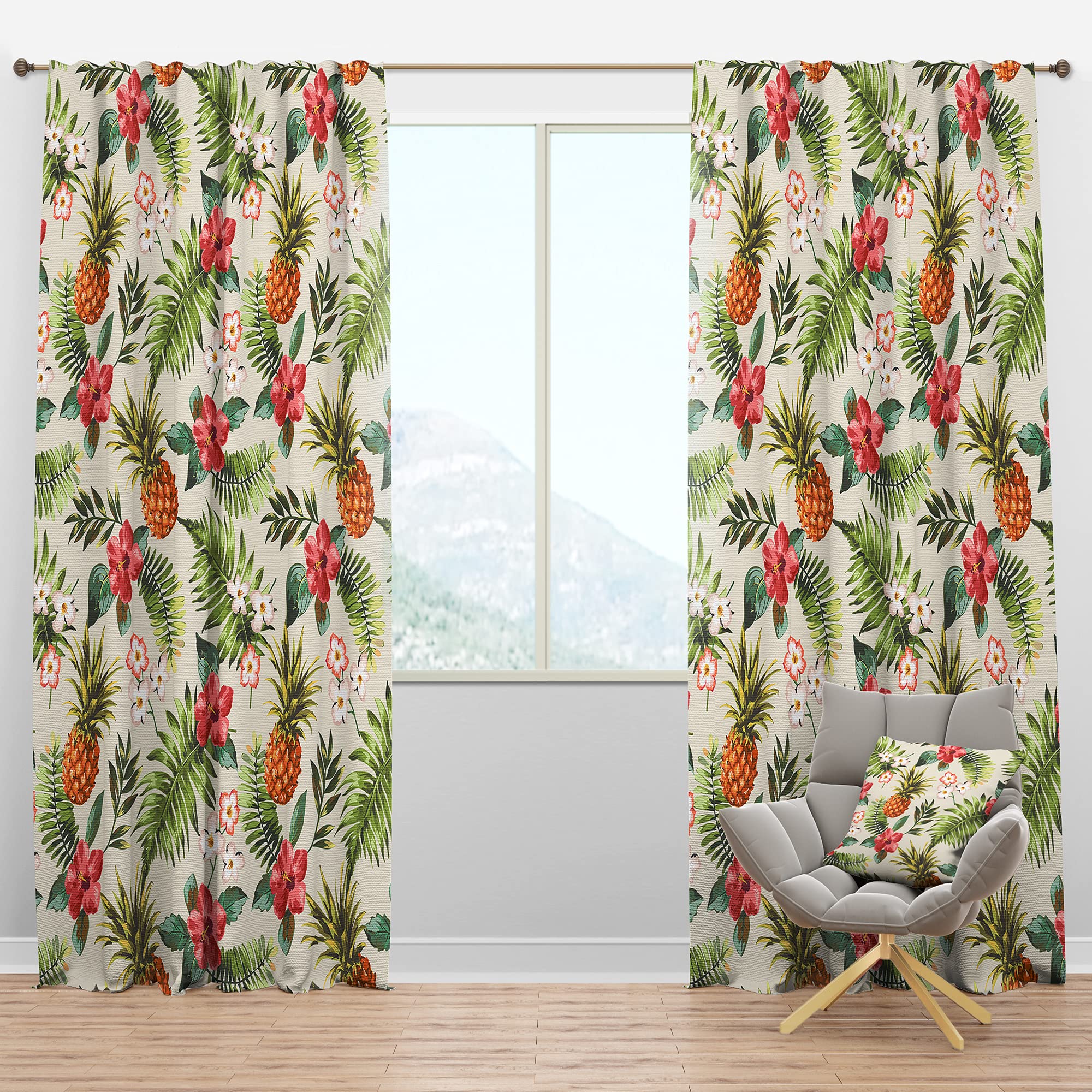 Blackout Curtains 'Pineapple Summer Bliss IV' - Thermal Insulated Bedroom & Living Room Drapes - Single Panel 52x90 Inches - Perfect for Home Decor, Light Blocking & Energy Saving