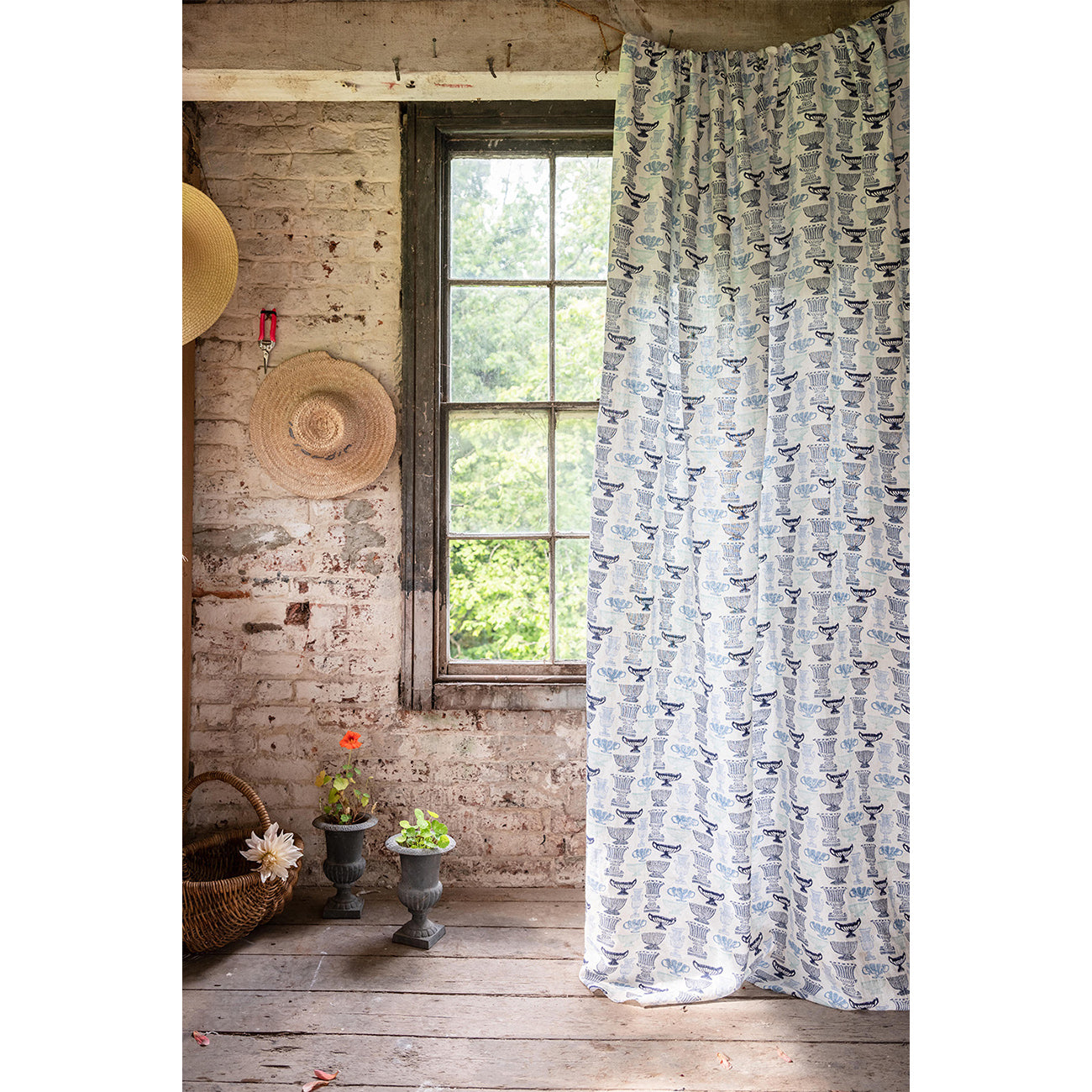 Handmade Block Printed Linen Fabric Vases in Blue - Perfect for Boho Home Decor & Wedding Centerpieces