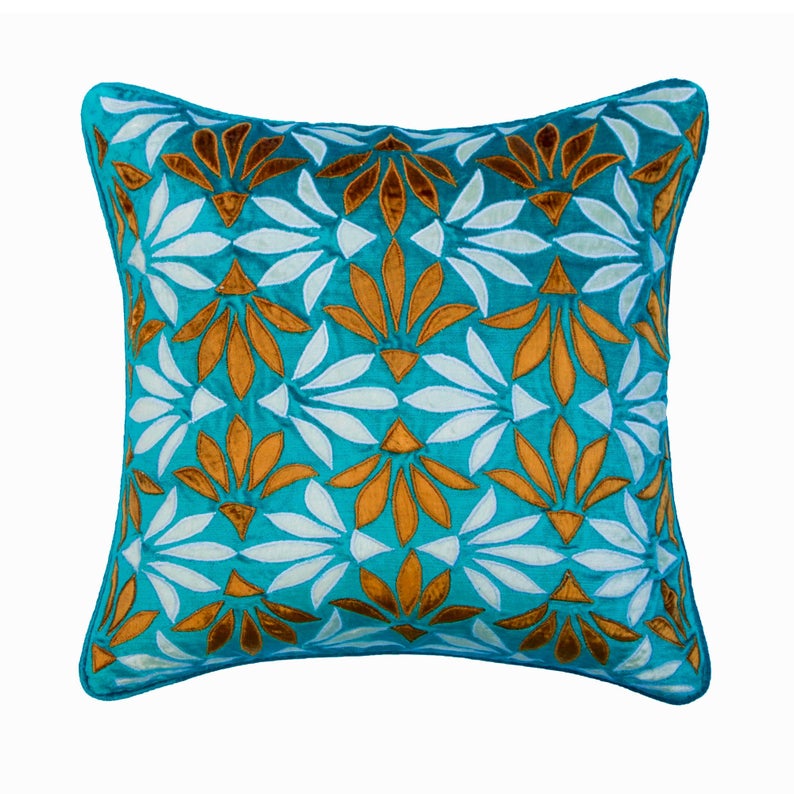 Blue Velvet Throw Pillow Cover - Soft Decorative Cushion Case for Sofa, Bed & Home Decor - Elegant Living Room & Bedroom Accent