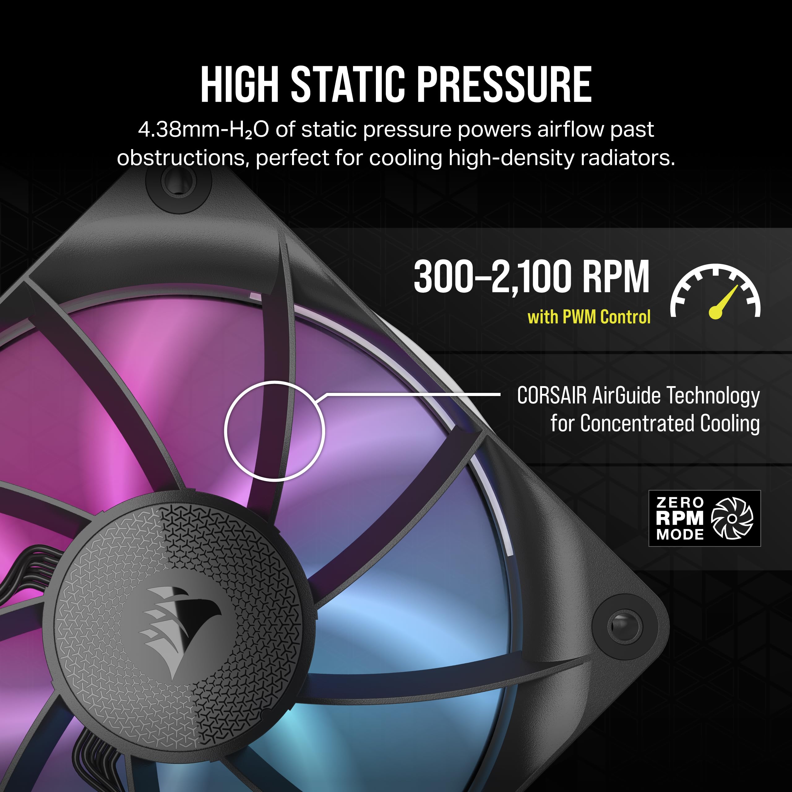 CORSAIR iCUE Link RX120 RGB 120mm PWM PC Cooling Fans 3-Pack with Magnetic Dome Bearing & System Hub - High Performance Quiet Case Fans for Gaming PC, Workstation, and Liquid Cooling Builds