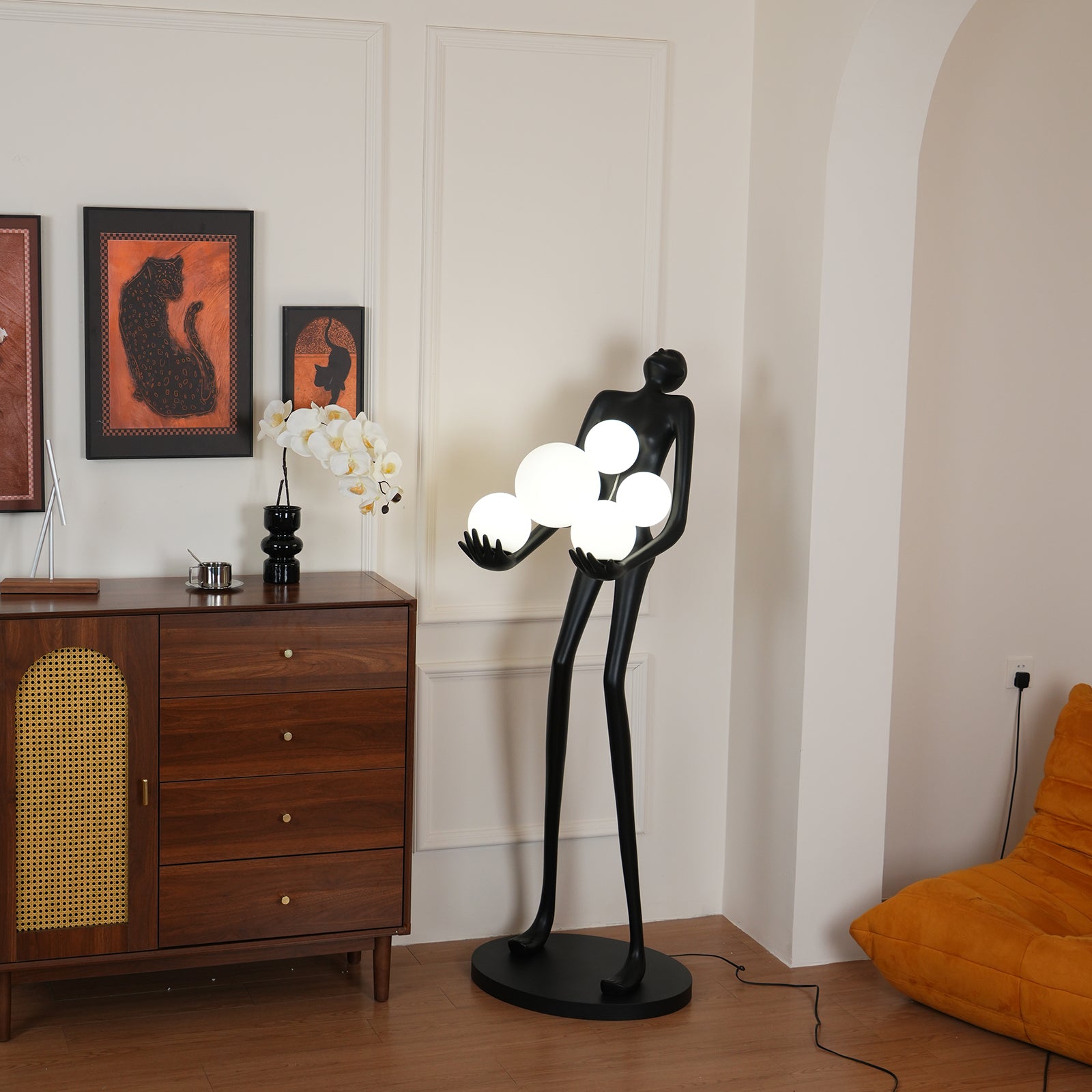 Modern Embrace Sculpture Floor Lamp - Elegant LED Standing Light for Living Room, Bedroom & Office - Dimmable Ambient Lighting for Home Decor