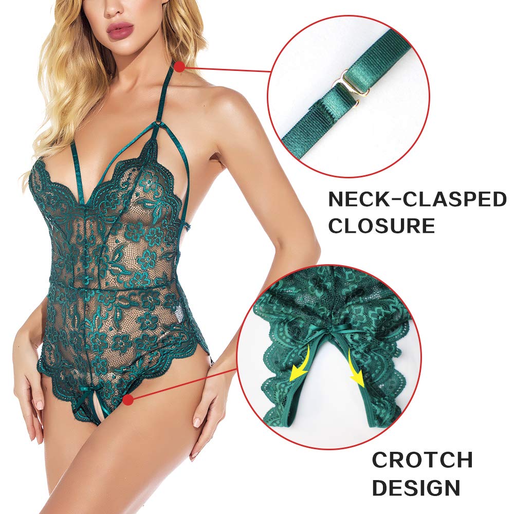 Sexy Lace Teddy Lingerie for Women - Strappy Bodysuit Babydoll with Adjustable Straps | Perfect for Valentine's Day, Honeymoon & Romantic Nights