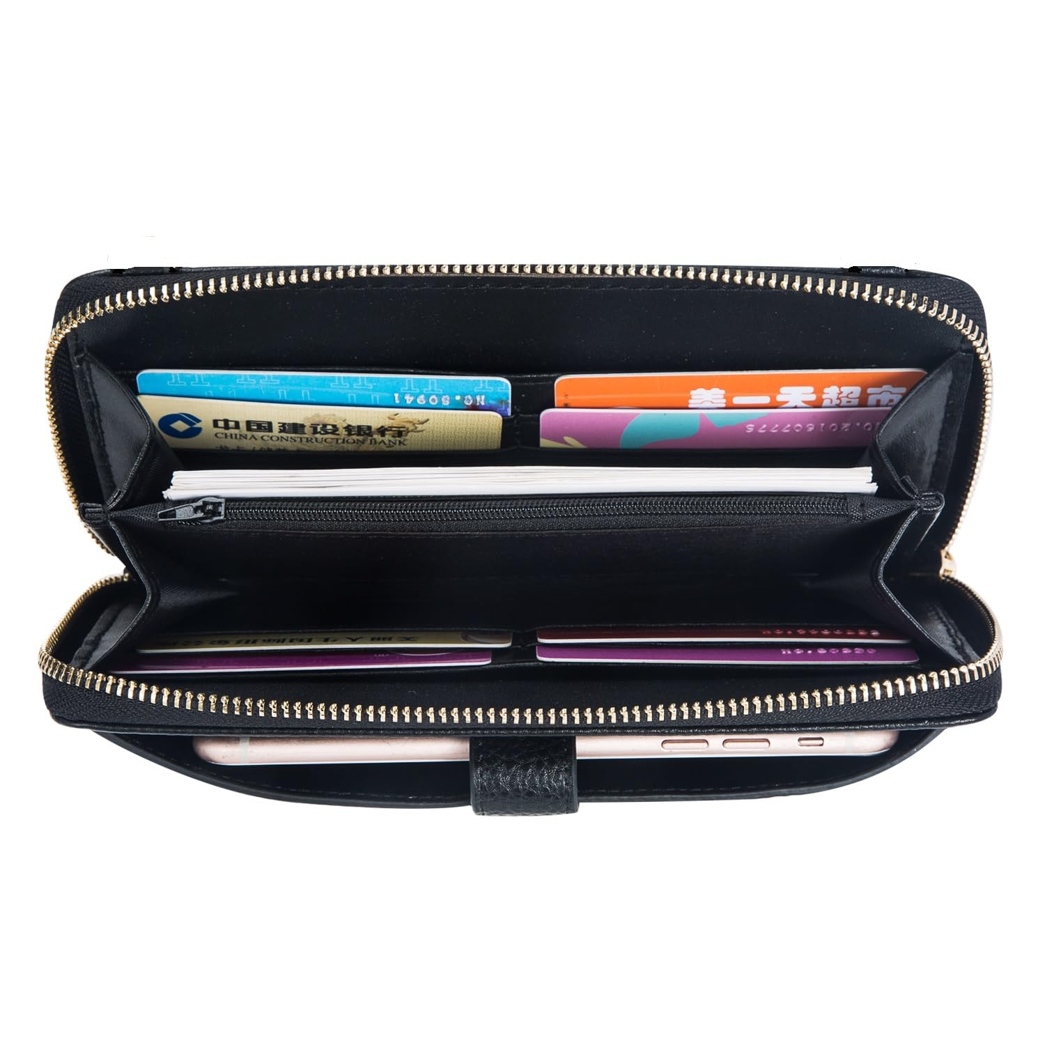 Women's RFID Blocking Wristlet Wallet with Phone Holder - Zip Around Crossbody Handbag for iPhone & Cards - Perfect for Travel, Shopping & Everyday Use