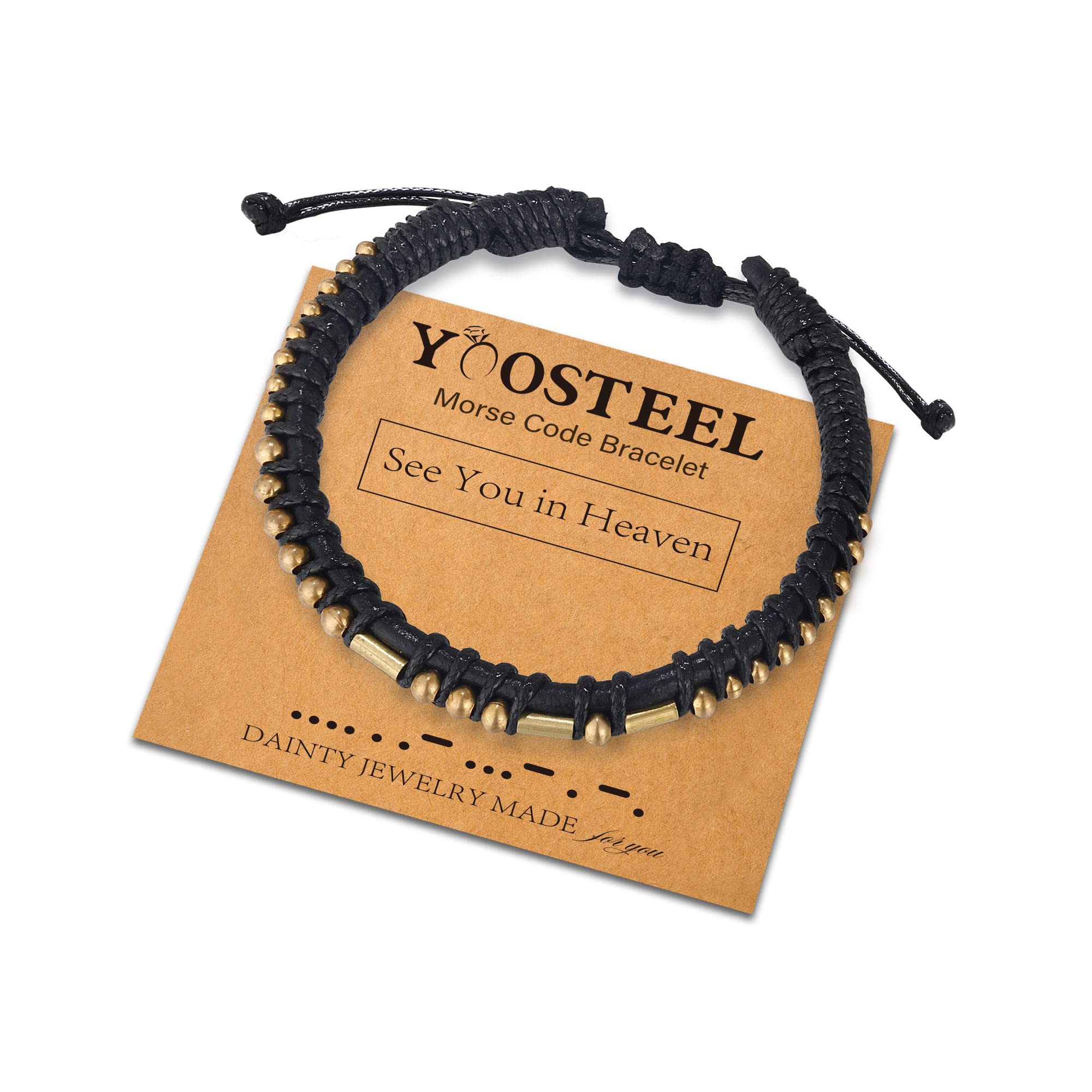 Yoosteel Adjustable Leather Morse Code Bracelet for Women & Men - Inspirational Friendship & Birthday Gift Jewelry for Everyday Wear, Couples Matching, and Special Occasions