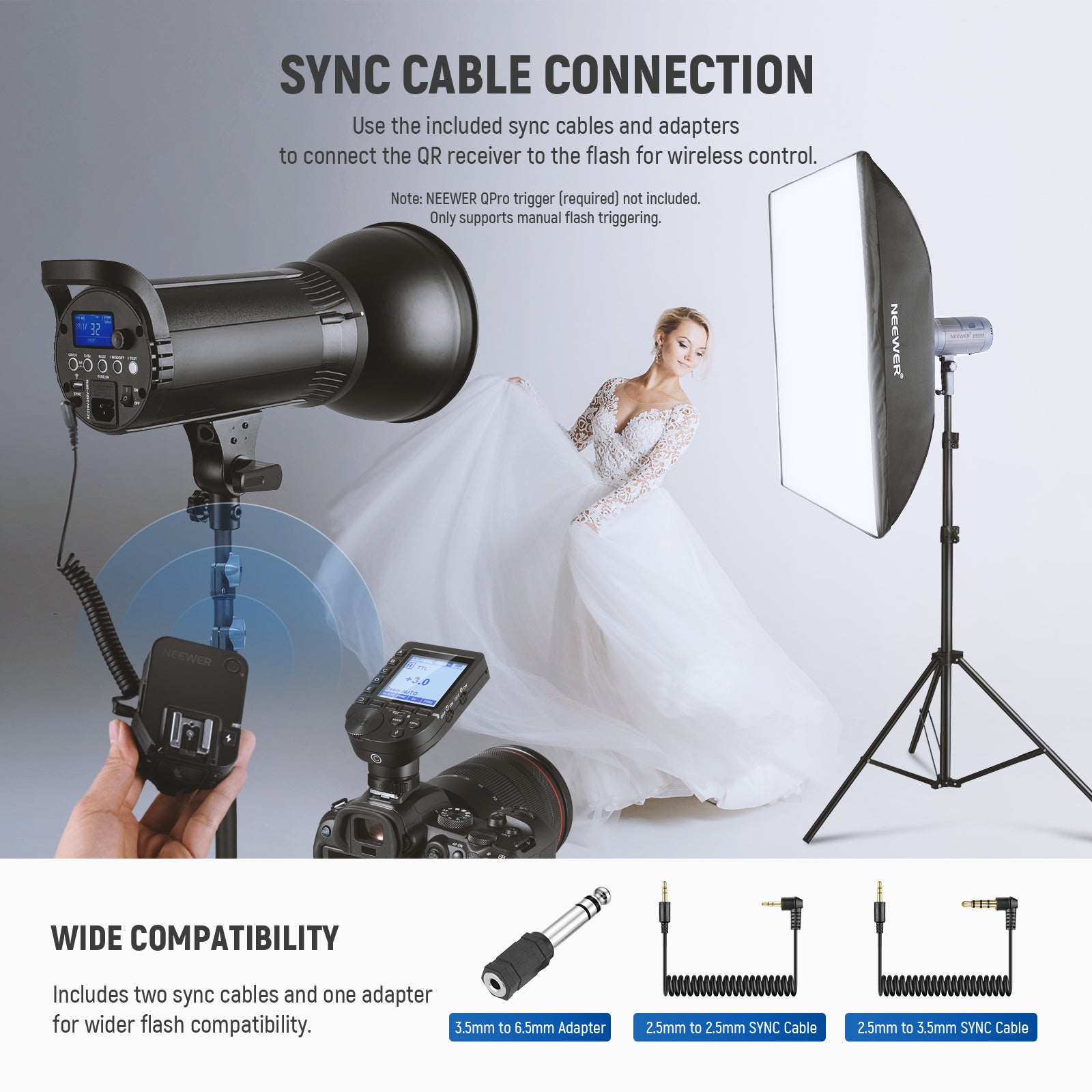 NEEWER QR 2.4G Wireless Flash Receiver for QPRO - Compatible with Canon, Nikon, Sony DSLR Cameras - Professional Photography Lighting Trigger - Perfect for Studio, Portrait, and Outdoor Photography