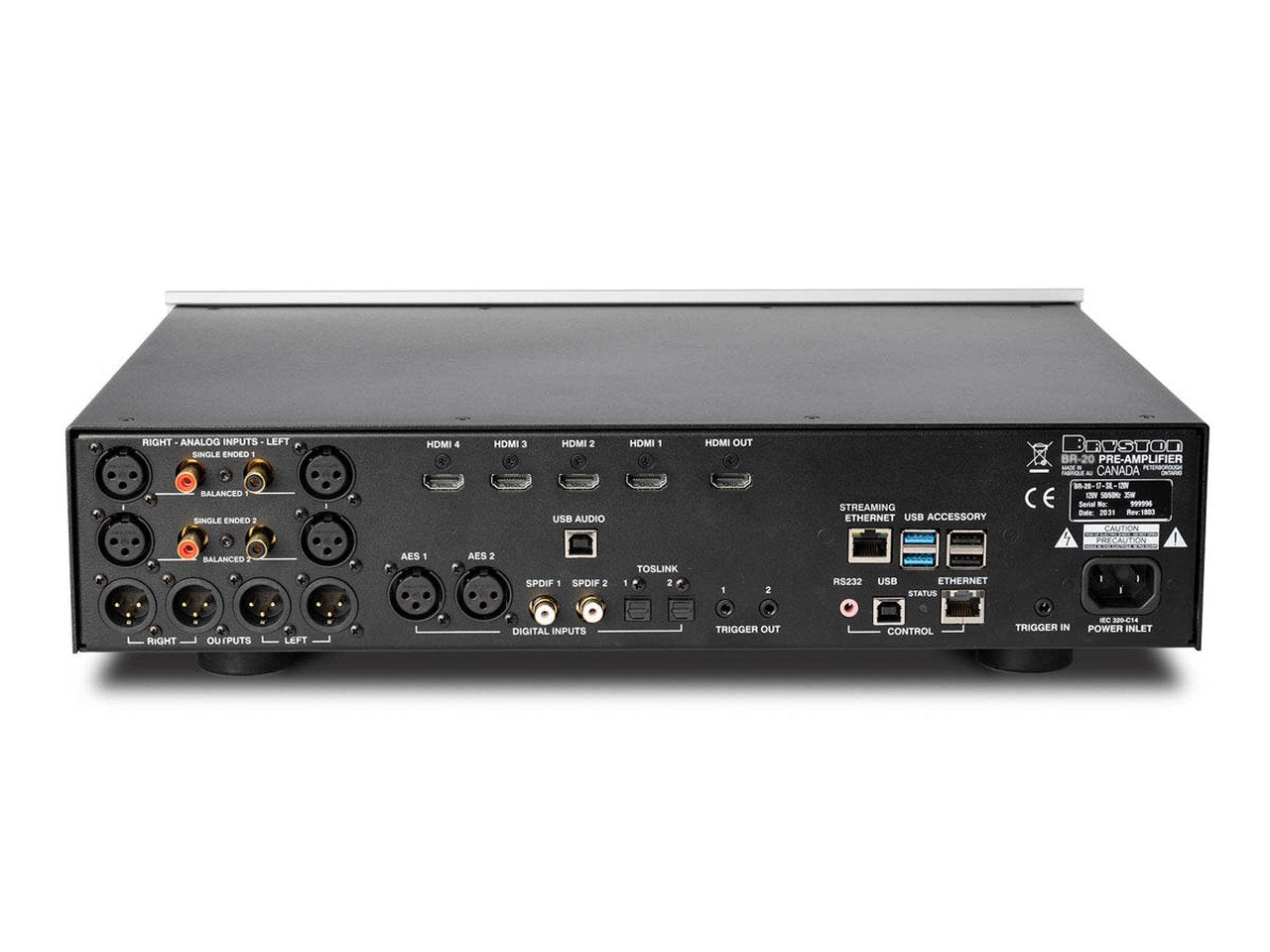 Bryston BR 20 High-End Stereo Preamplifier - Audiophile Grade Home Audio System for Music Lovers & Hi-Fi Enthusiasts - Perfect for Home Theater & Recording Studios