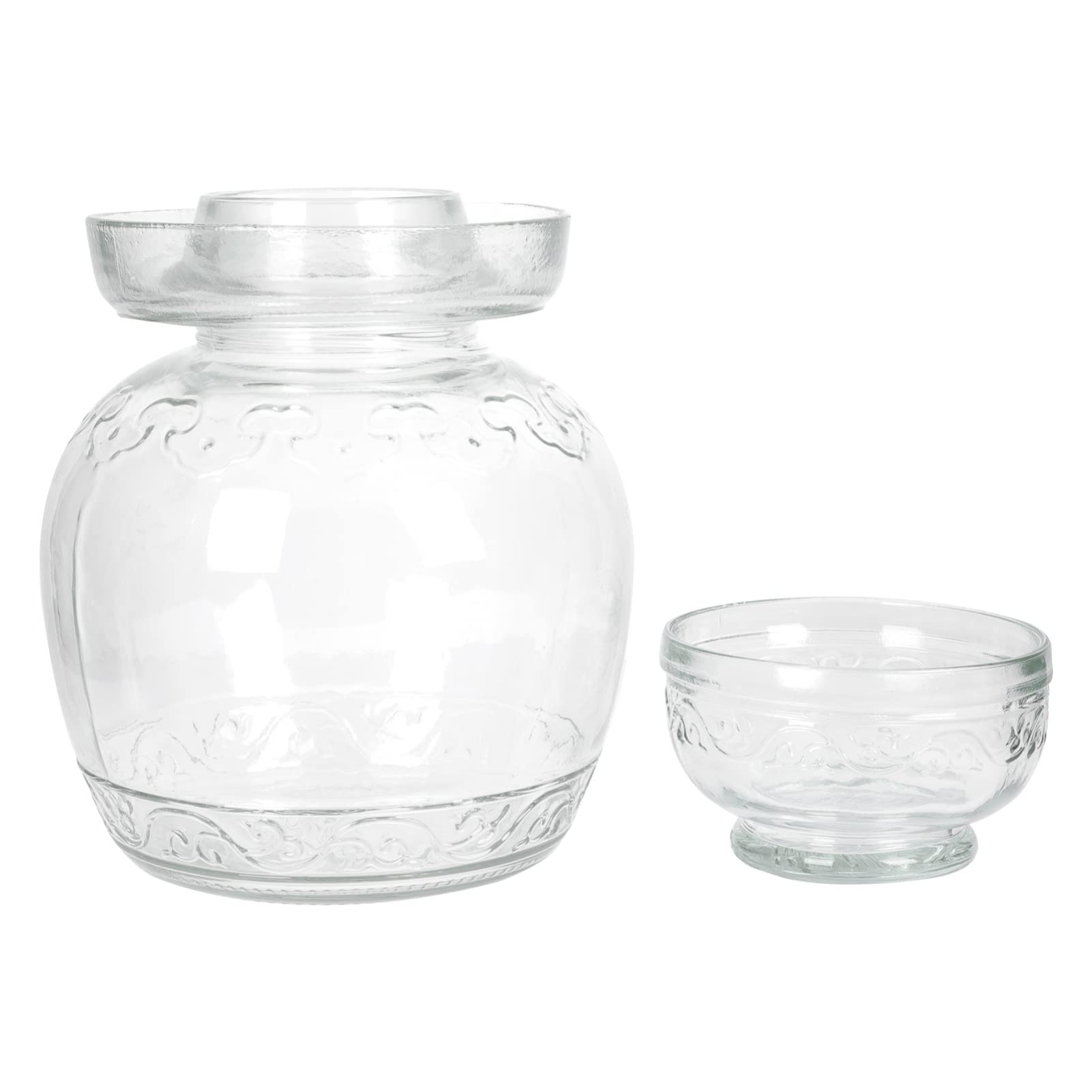 Premium Glass Fermenting Jar - 1 Gallon Clear Fermentation Crock for Kimchi, Sauerkraut, Pickles & Homemade Fermented Foods | Ideal for DIY Probiotic Recipes, Healthy Gut & Kitchen Storage