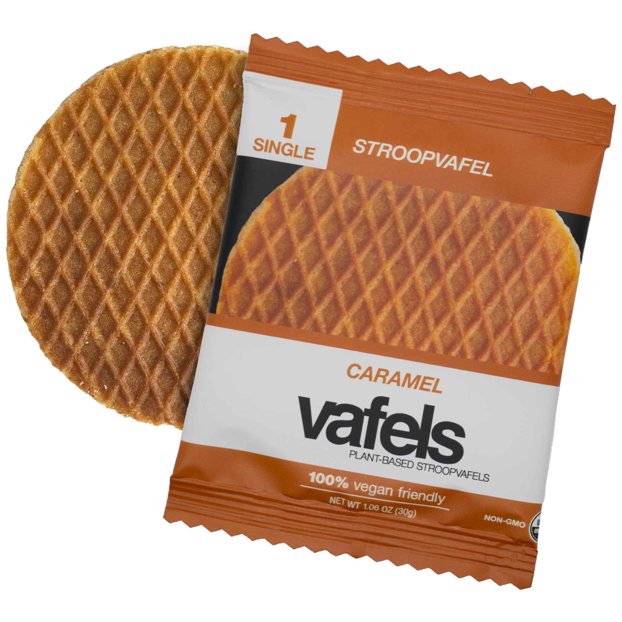 VAFELS Organic Plant-Based Stroopwafel - Vegan Caramel Waffle for Sports Nutrition & Healthy Snacks | No Artificial Ingredients | Perfect Pre-Workout Fuel & Post-Exercise Recovery Snack | Ideal for Hiking, Cycling & Endurance Training