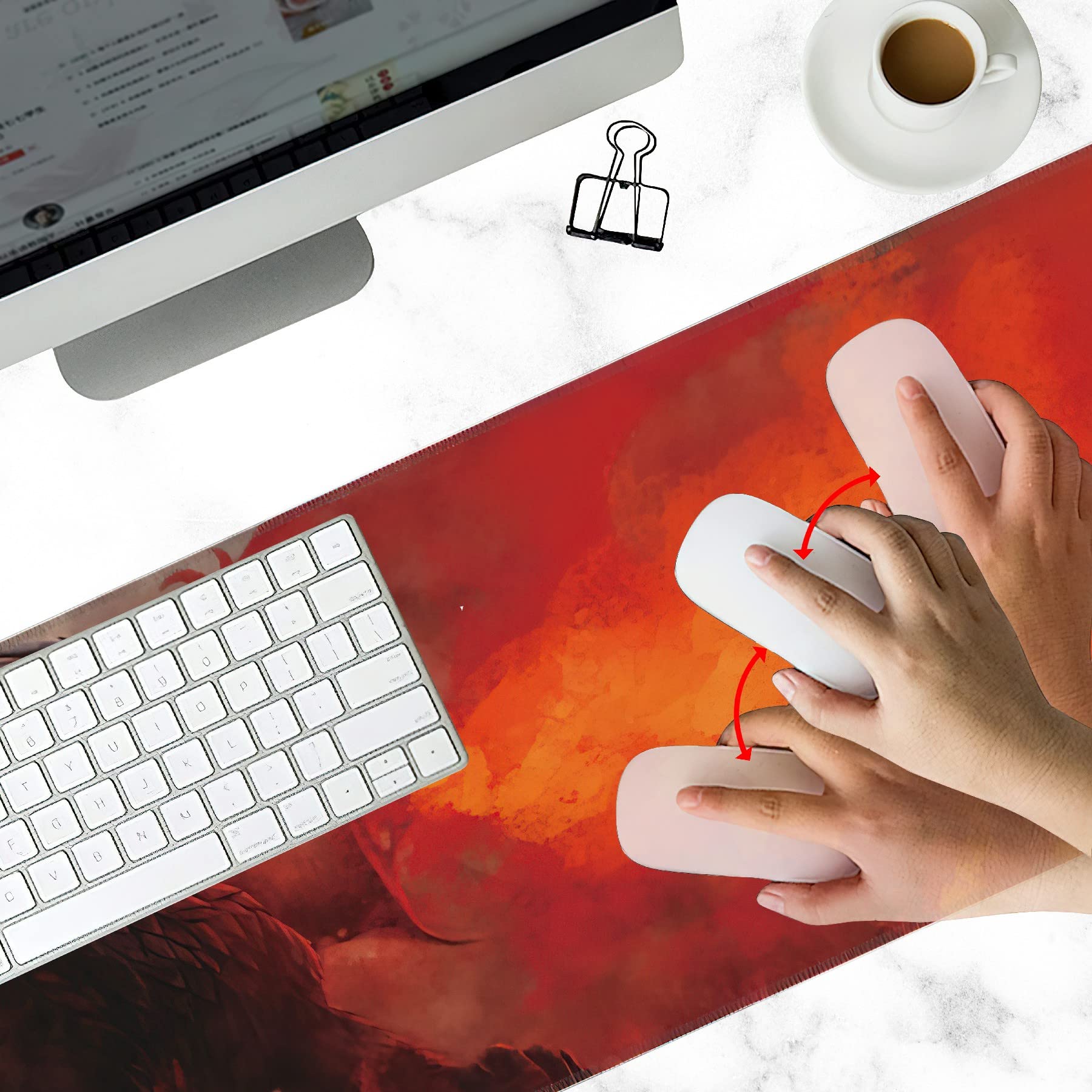 Elightvap Large Gaming Mouse Pad with Dragon Design - Non-Slip Rubber Base & Stitched Edges - 35.5