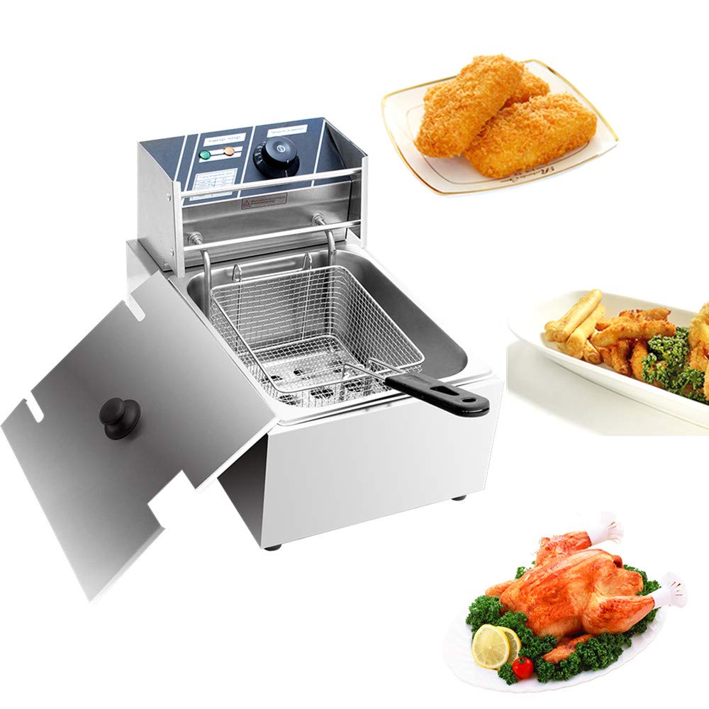 2500W Stainless Steel Electric Deep Fryer - 6.3QT/6L Capacity with Baskets & Oil Filters | Perfect for Turkey, Steak, French Fries, Donuts | Ideal for Home Cooking, Restaurants & Party Catering