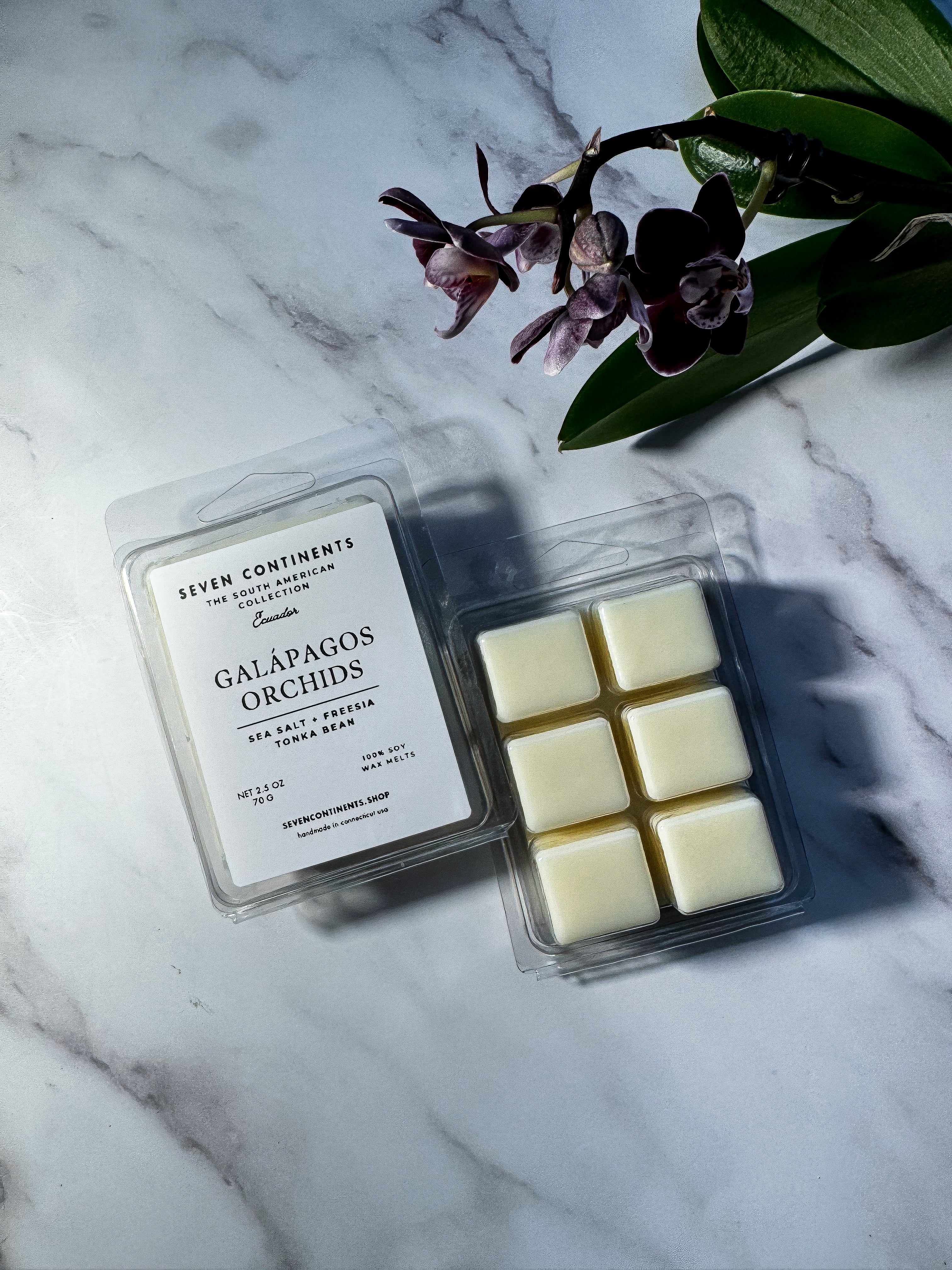 Galapagos Orchid Scented Soy Wax Melts for Home - Floral Aromatherapy Wax Cubes for Warmers, Relaxation & Stress Relief
