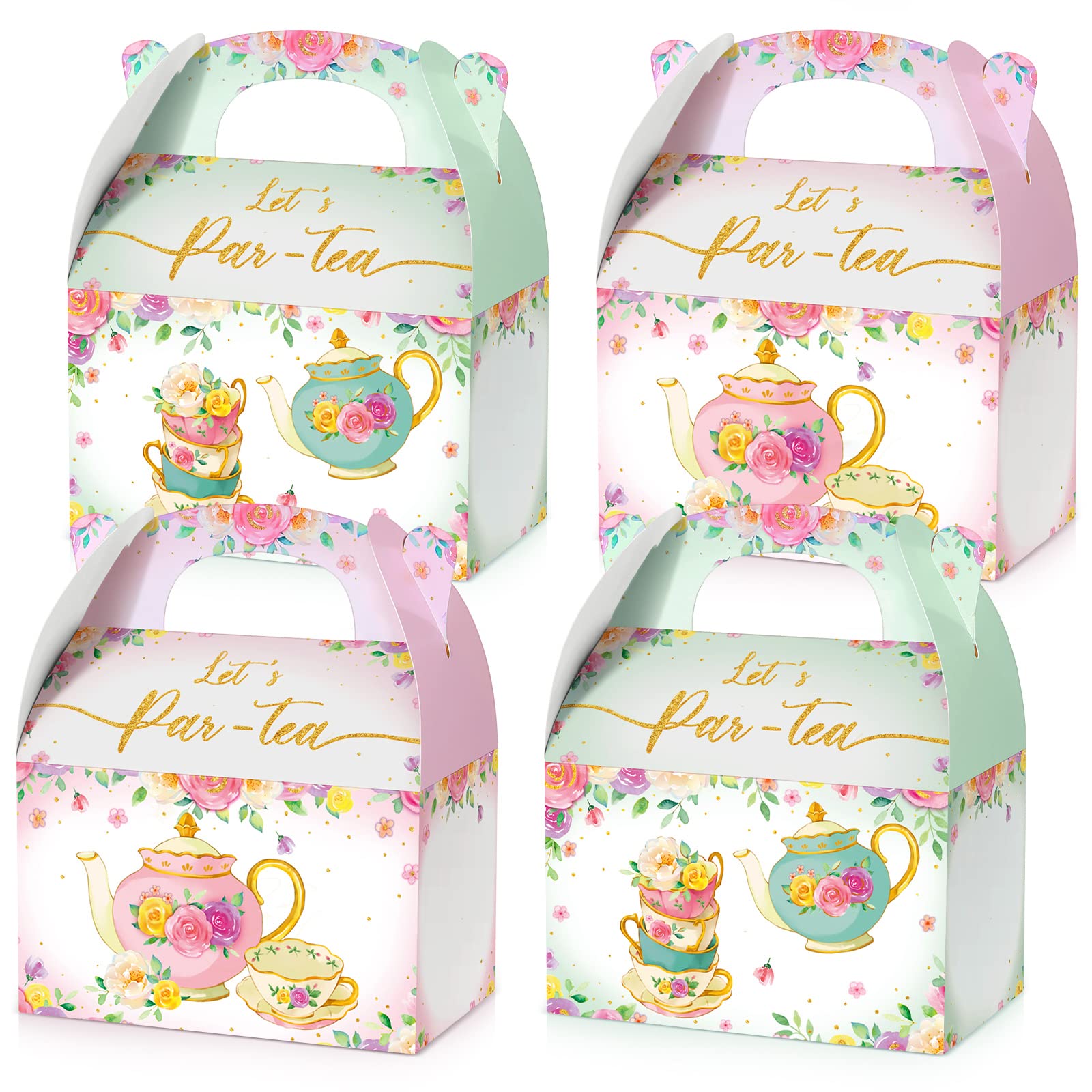 24 Pcs Floral Tea Party Treat Boxes - Wedding & Shower Favors for Candy Gifts