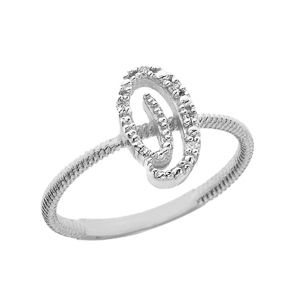 10K White Gold Diamond Initial Letter 