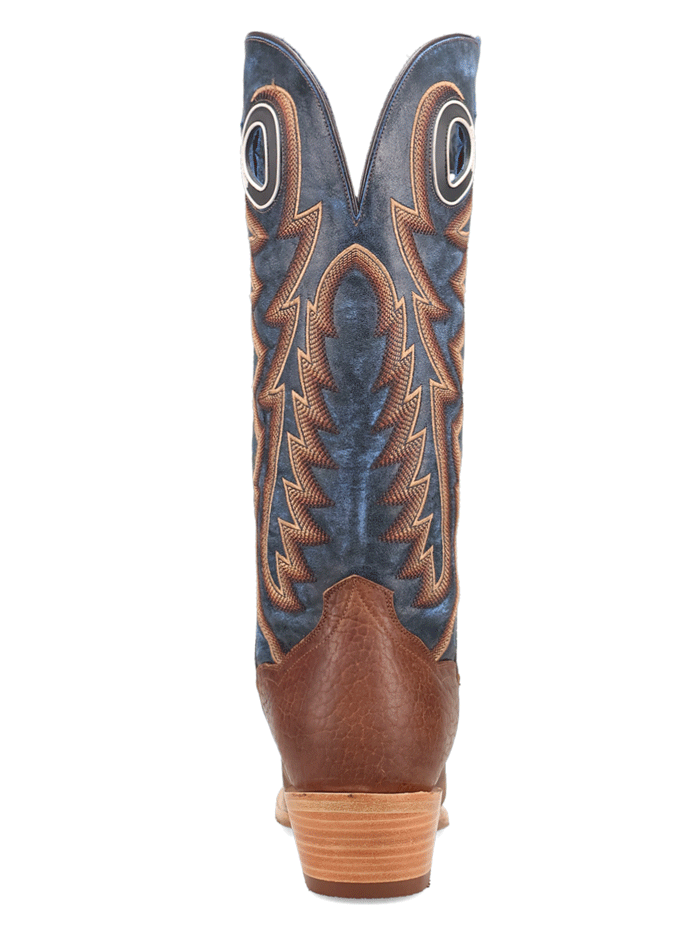 Dan Post DP5195 Men's Leather Square Toe Cowboy Boots - Blue & Tan Western Boots for Riding, Work & Casual Wear