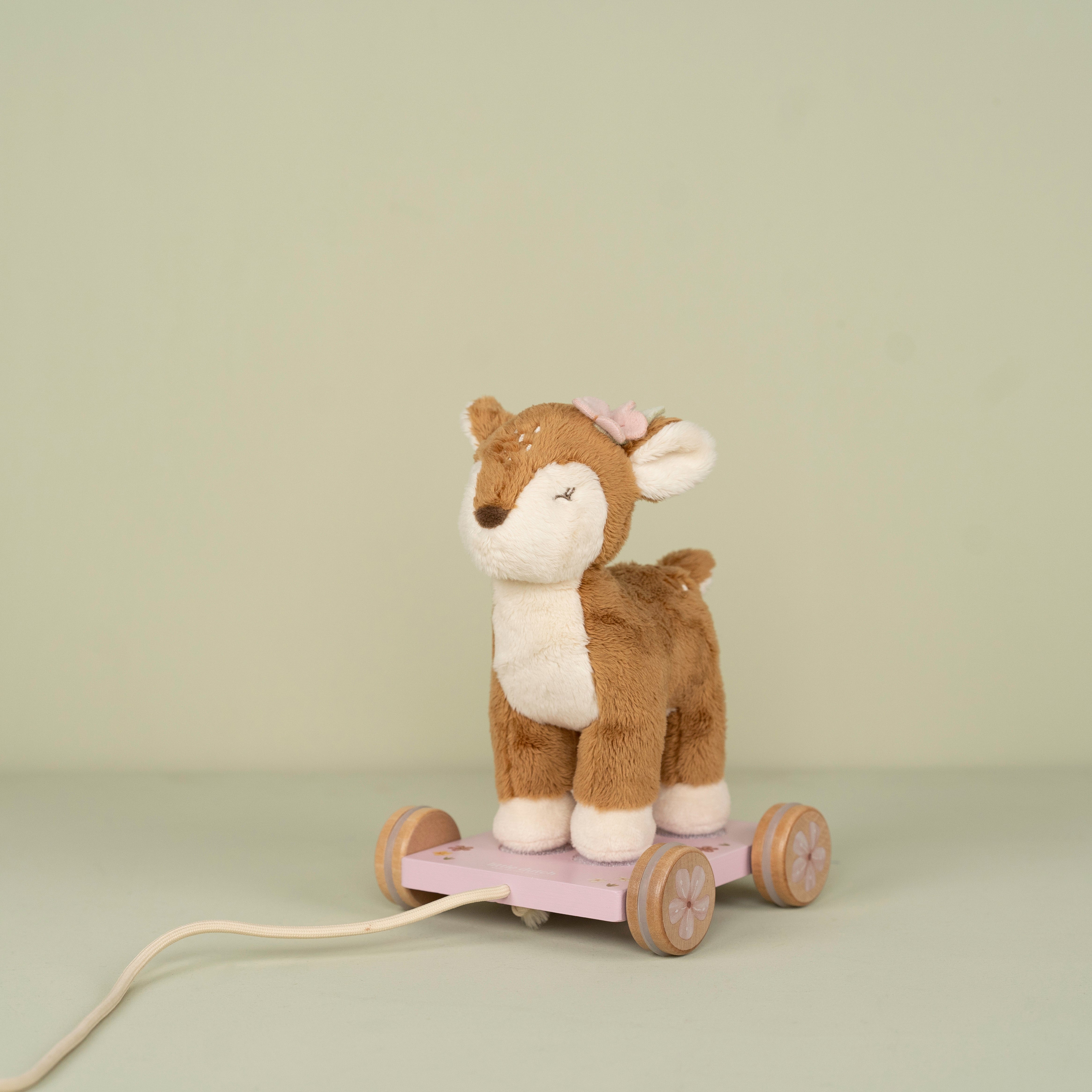 Adorable Fairy Garden Pull Along Plush Deer Toy - Soft & Cute Stuffed Animal for Kids - Perfect for Imaginative Play, Nursery Decor & Toddler Gift