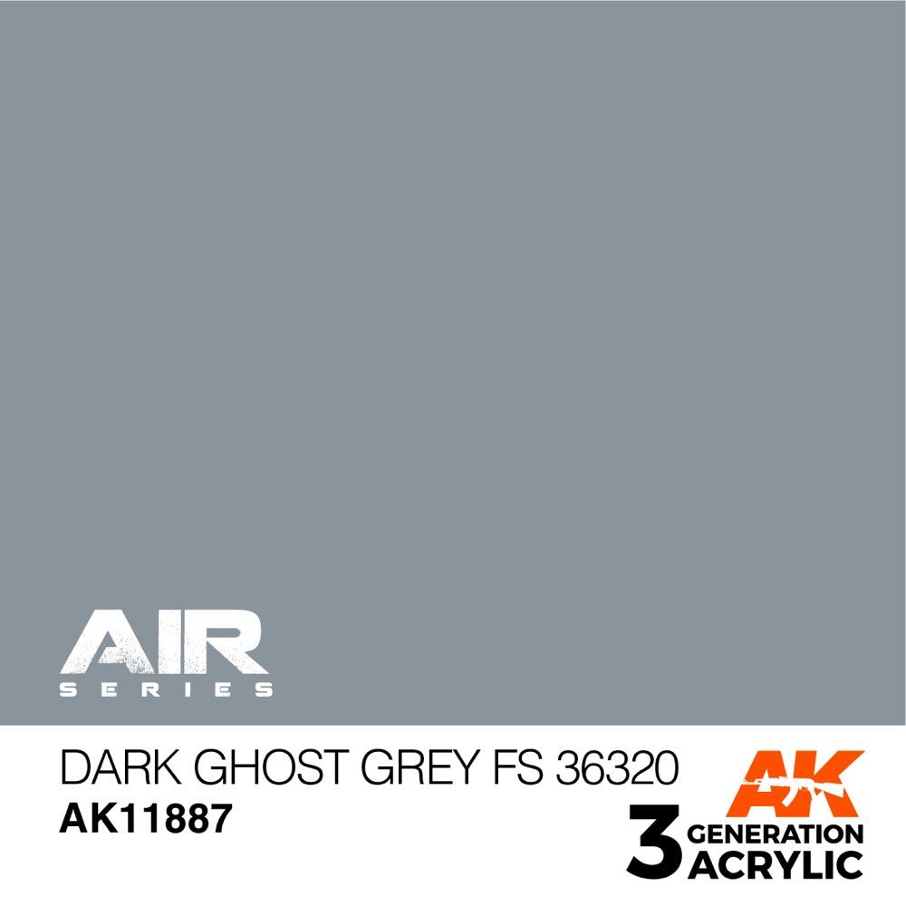 AK Interactive AK11887 Air Series Dark Ghost Grey FS 36320 Acrylic Paint - 17ml Bottle for Military Model Kits & Aircraft Miniatures - 3rd Generation High-Quality Paint for Airbrushing & Hand Painting