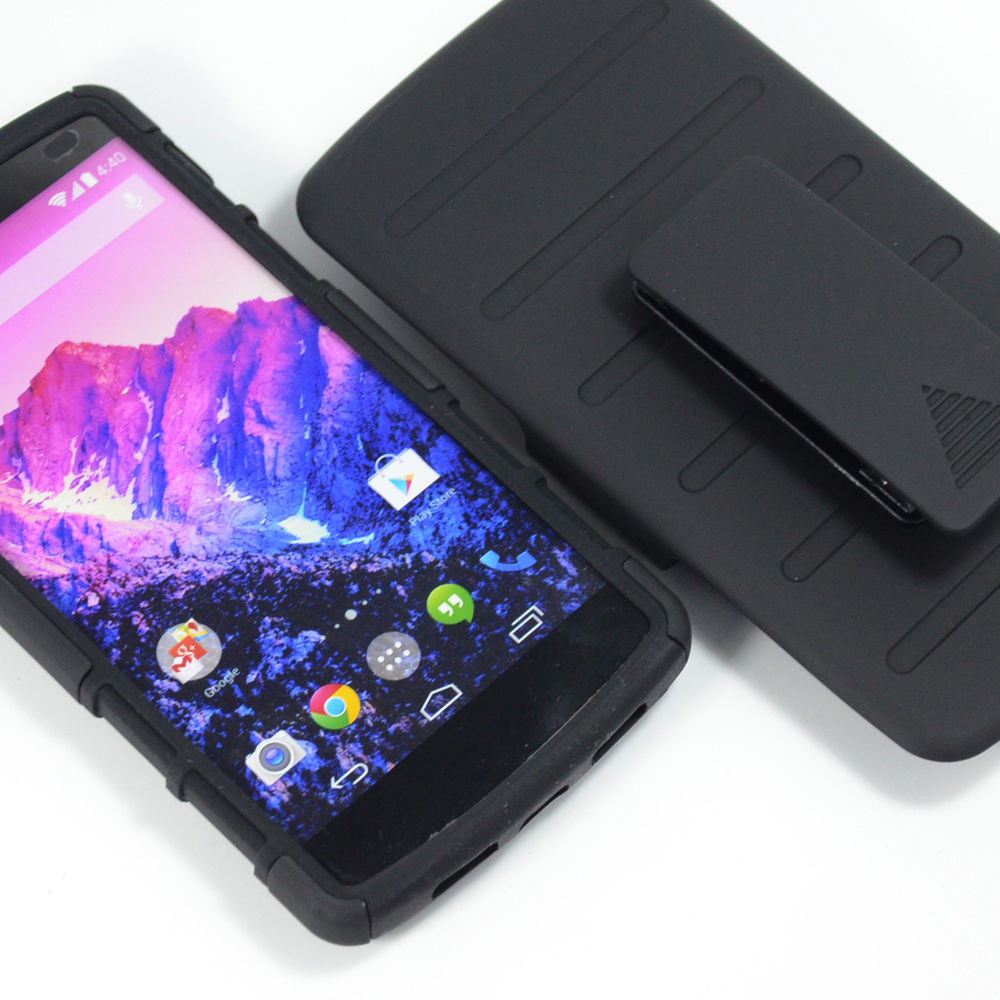 Durable Black Armor Protective Hard Case Cover with Stand for Google Nexus 4 - Perfect for Outdoor Adventures, Travel & Daily Protection