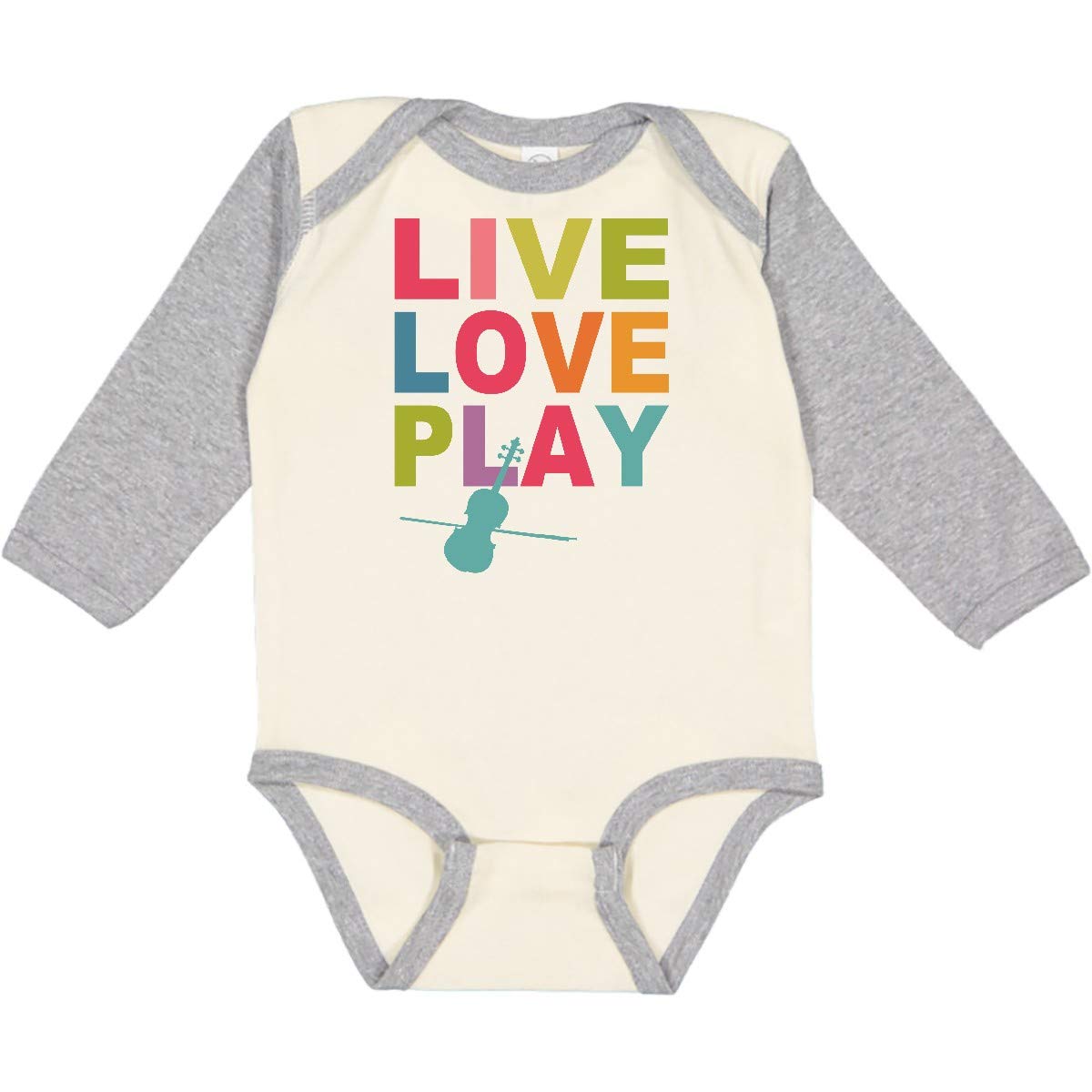 Inktastic Live Love Play Violin Long Sleeve Baby Bodysuit - Soft & Comfortable Musical Onesie for Newborns & Infants - Perfect for Music Lovers, Photo Shoots & Gift Giving
