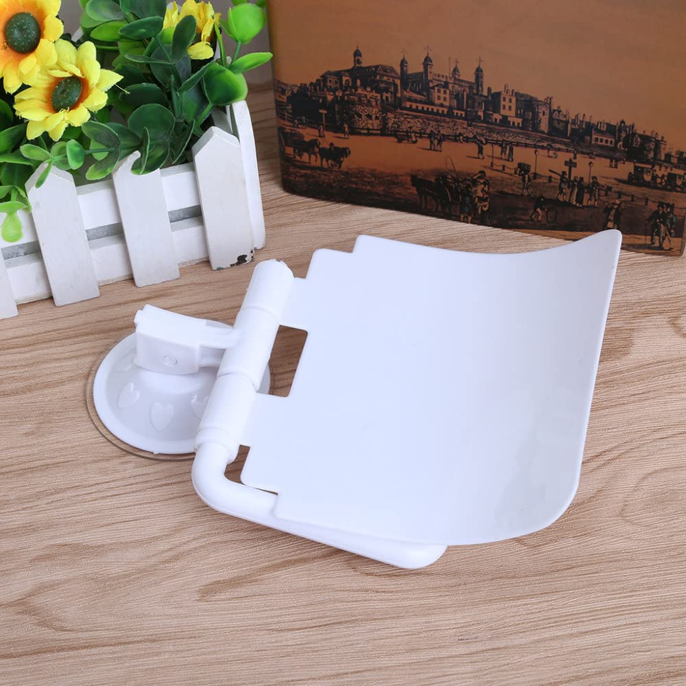 Wall Mounted Plastic Suction Cup Bathroom Toilet Paper Roll Holder with Cover - Space Saving Bath Tissue Dispenser for Home, RV, Office & Dorm - Easy Install No Drill Bath Organizer Accessory