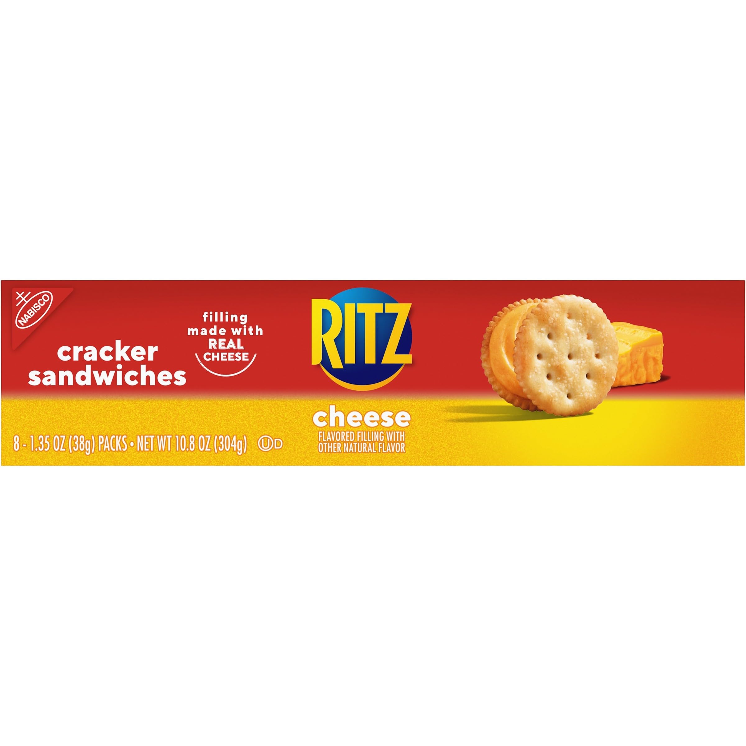 RITZ Cheese Sandwich Crackers - 8 Snack Packs (6 Crackers Each) - Perfect for Lunch Boxes, Office Snacks & On-the-Go Treats
