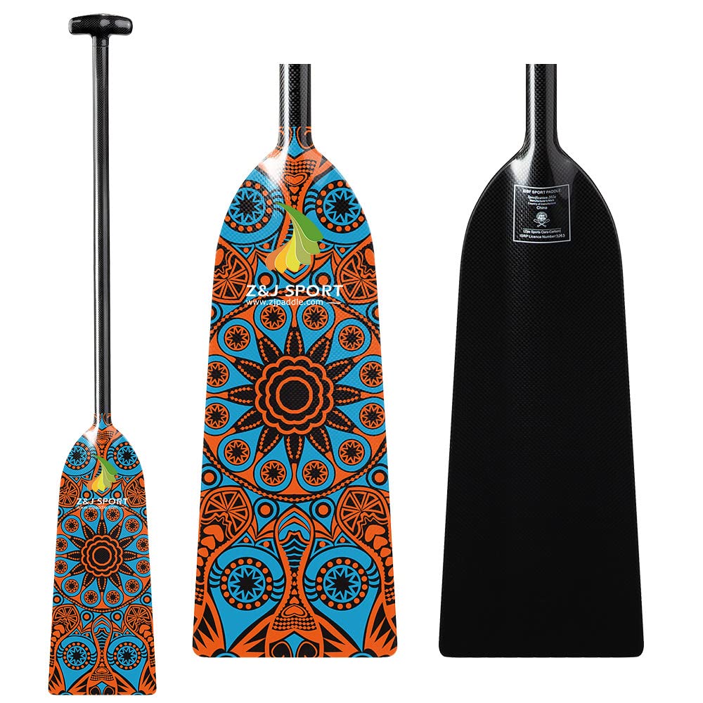 Z&J SPORT Full Carbon Fiber Dragon Boat Paddle with T Handle - IDBF Approved Racing Paddle with Premium Graphics | Perfect for Competitive Dragon Boat Racing & Team Training