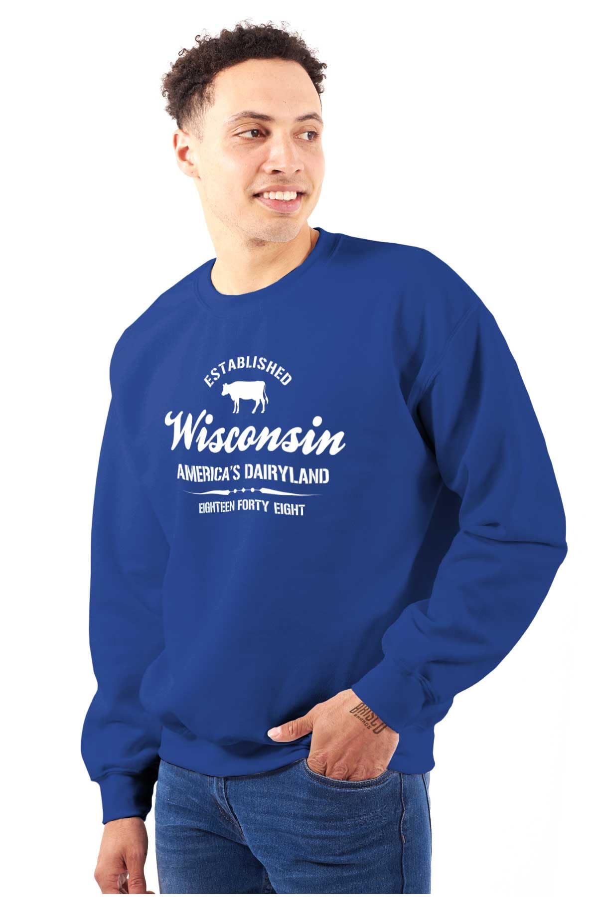 Classic Teaze Wisconsin America's Dairyland State Sweatshirt for Men & Women - Comfortable Unisex Pullover for Casual Wear, College Spirit & Wisconsin Pride