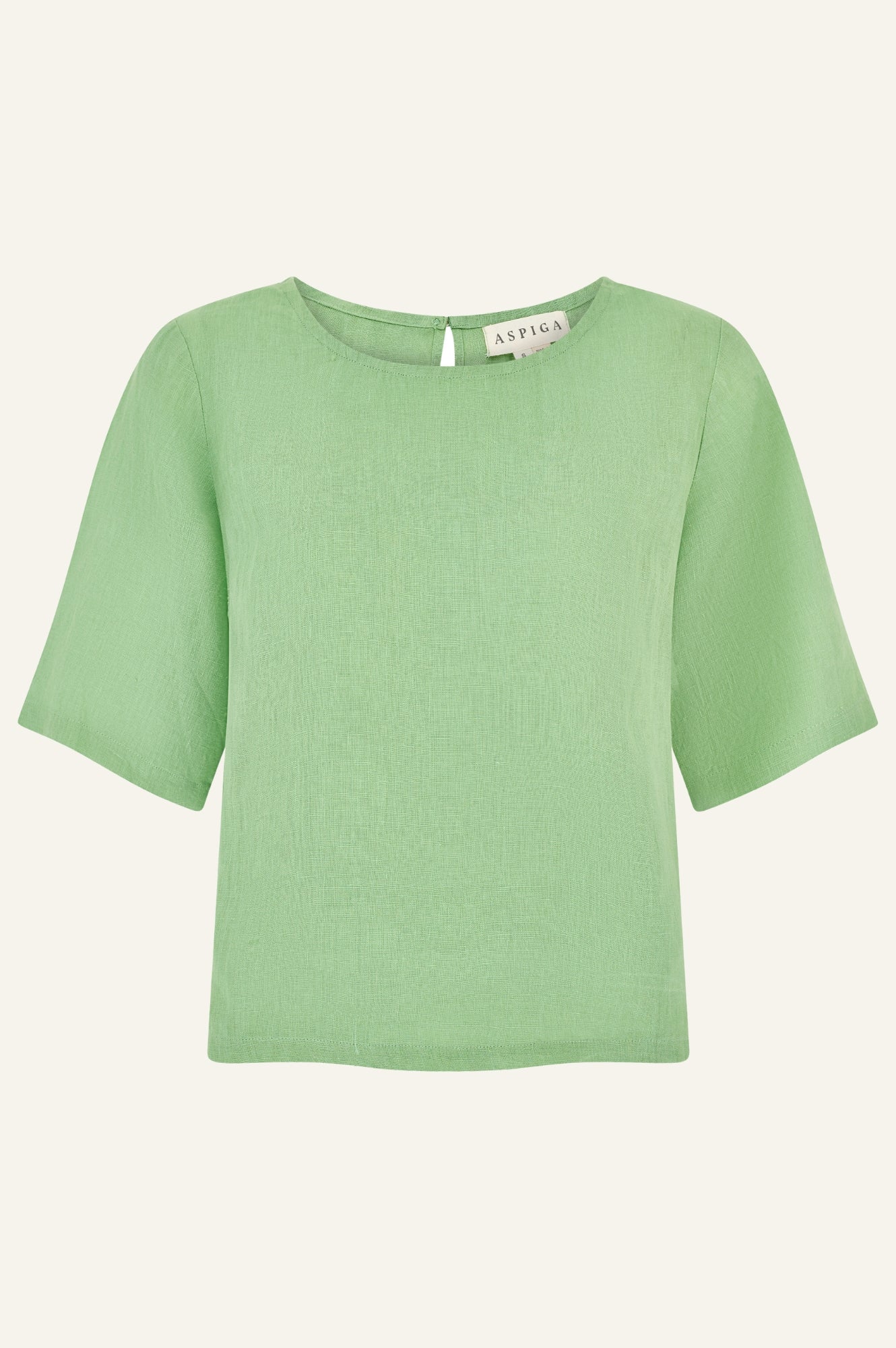 Linen Shell Top Women's Casual Short Sleeve Blouse - Leaf Green | Summer Beach Wear, Vacation Outfit, Boho Style Fashion