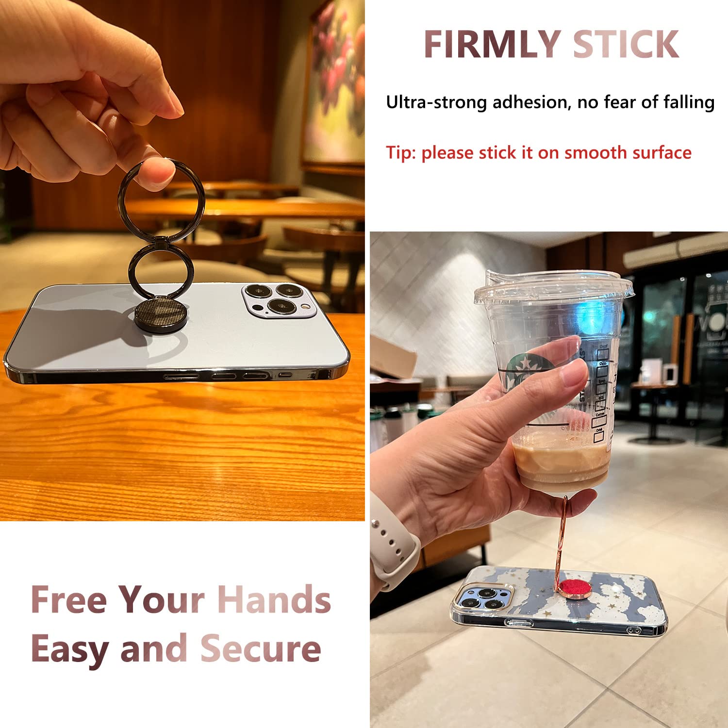 360° Rotating Metal Phone Ring Holder & Kickstand - Foldable Back Grip Stand for iPhone, Samsung & Most Smartphones (Black/Red Heart Design) | Perfect for Selfies, Videos & Hands-Free Viewing