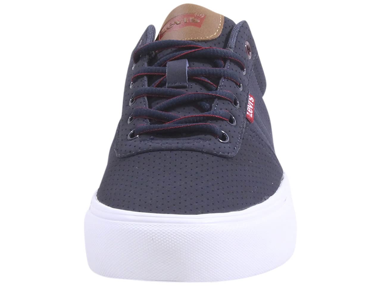 Levi's Men's Lancer Low Top Sneakers - Navy & Burgundy Perforated Lace-Up Shoes Size 9 | Casual Walking & Streetwear Fashion