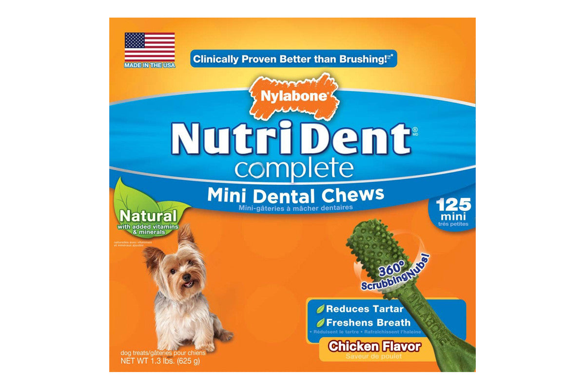 Nutri Dent Complete Chicken Dental Chew Mini - Natural Dog Teeth Cleaning Treats for Small Breeds | Freshens Breath & Reduces Plaque | Perfect for Daily Oral Care Routine