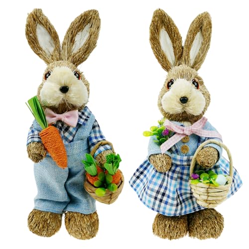 2 Pcs Blue Straw Bunny