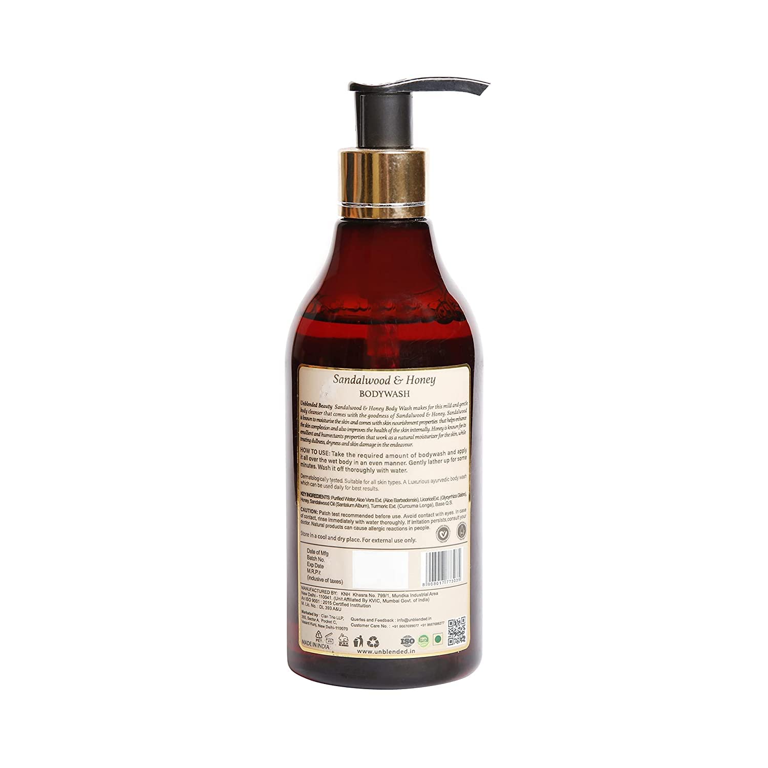 Organic Sandalwood & Honey Body Wash for Men & Women - 300ml | Moisturizing & Soothing Shower Gel for Dry Skin | Perfect for Daily Use & Relaxing Bath Time