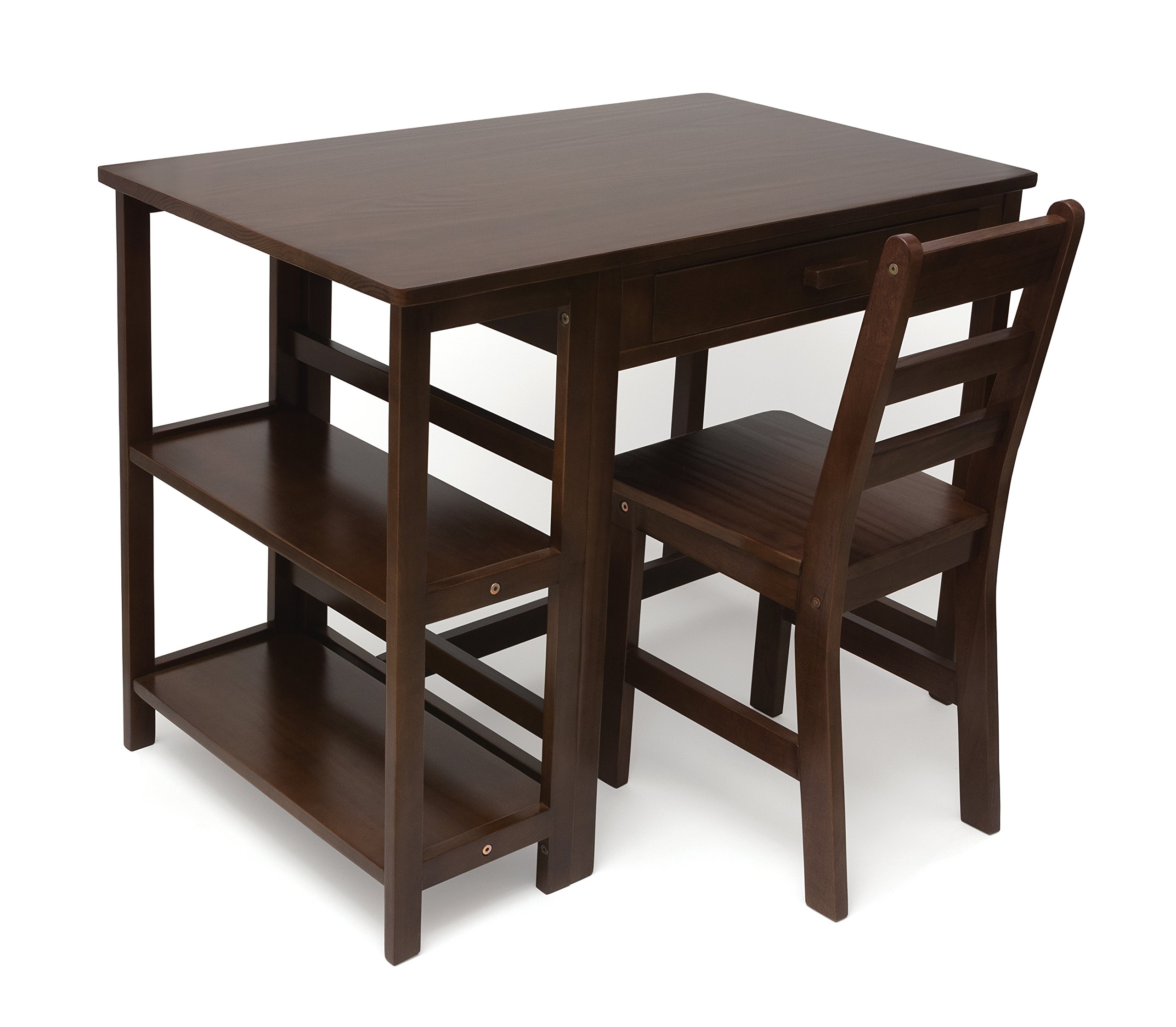 Lipper International 584WN Kids Wooden Study Desk and Chair Set with Walnut Finish - Perfect for Homeschooling, Remote Learning & Children's Bedroom Study Area