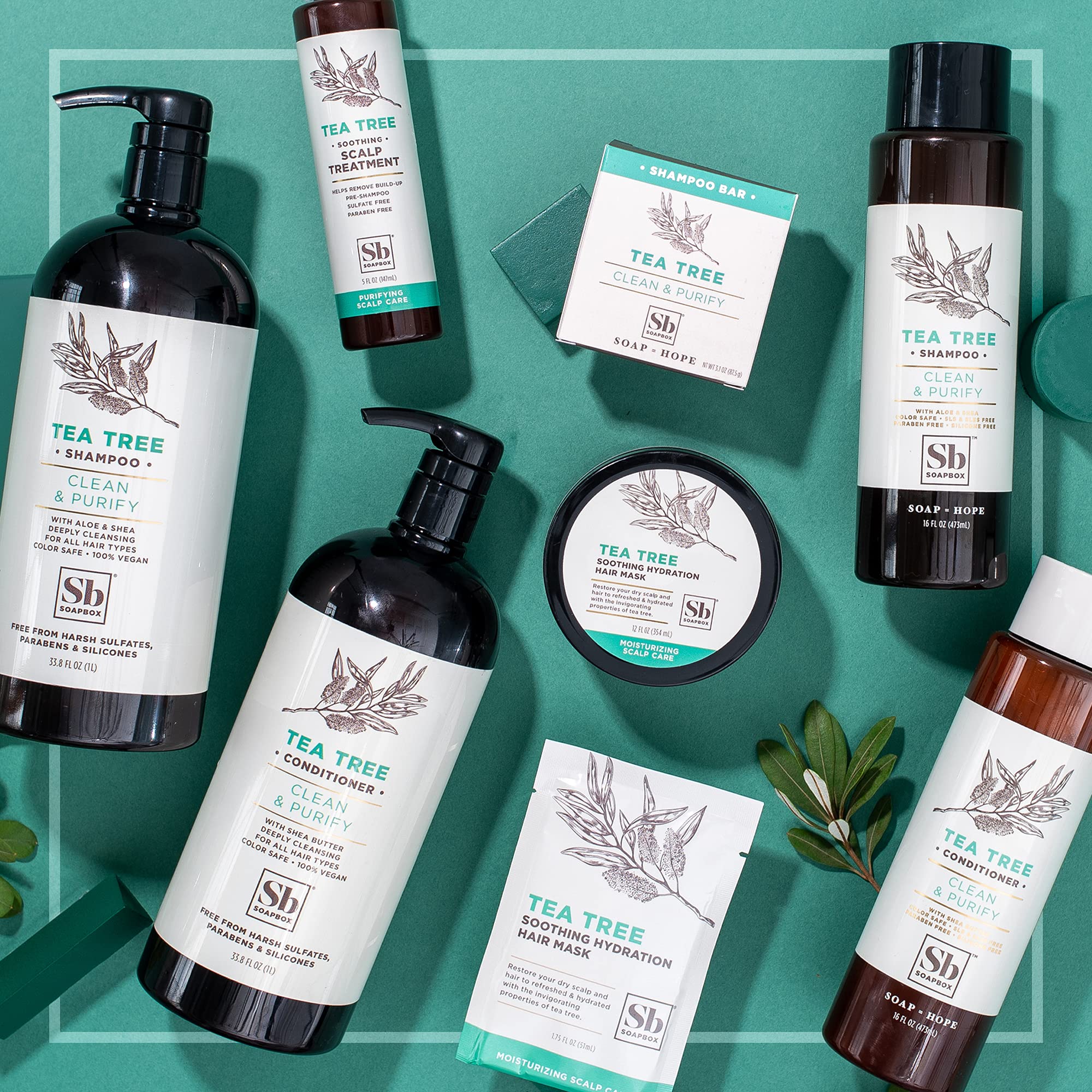 Tea Tree Travel-Size Shampoo for Dandruff & Scalp Care - 3.3oz (6 Pack) | Ideal for Travel, Gym & On-The-Go Hair Care