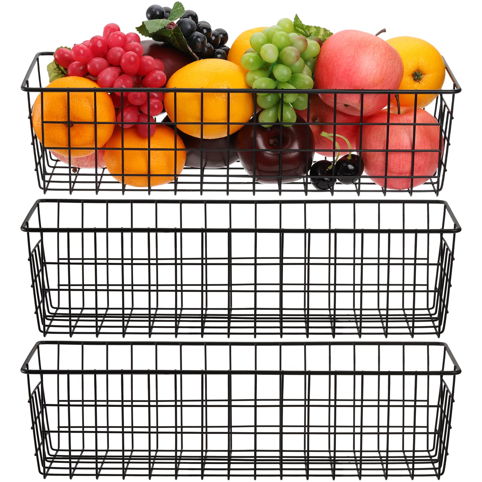 Hedume 3-Pack Metal Wire Storage Baskets with Handles - 16.2