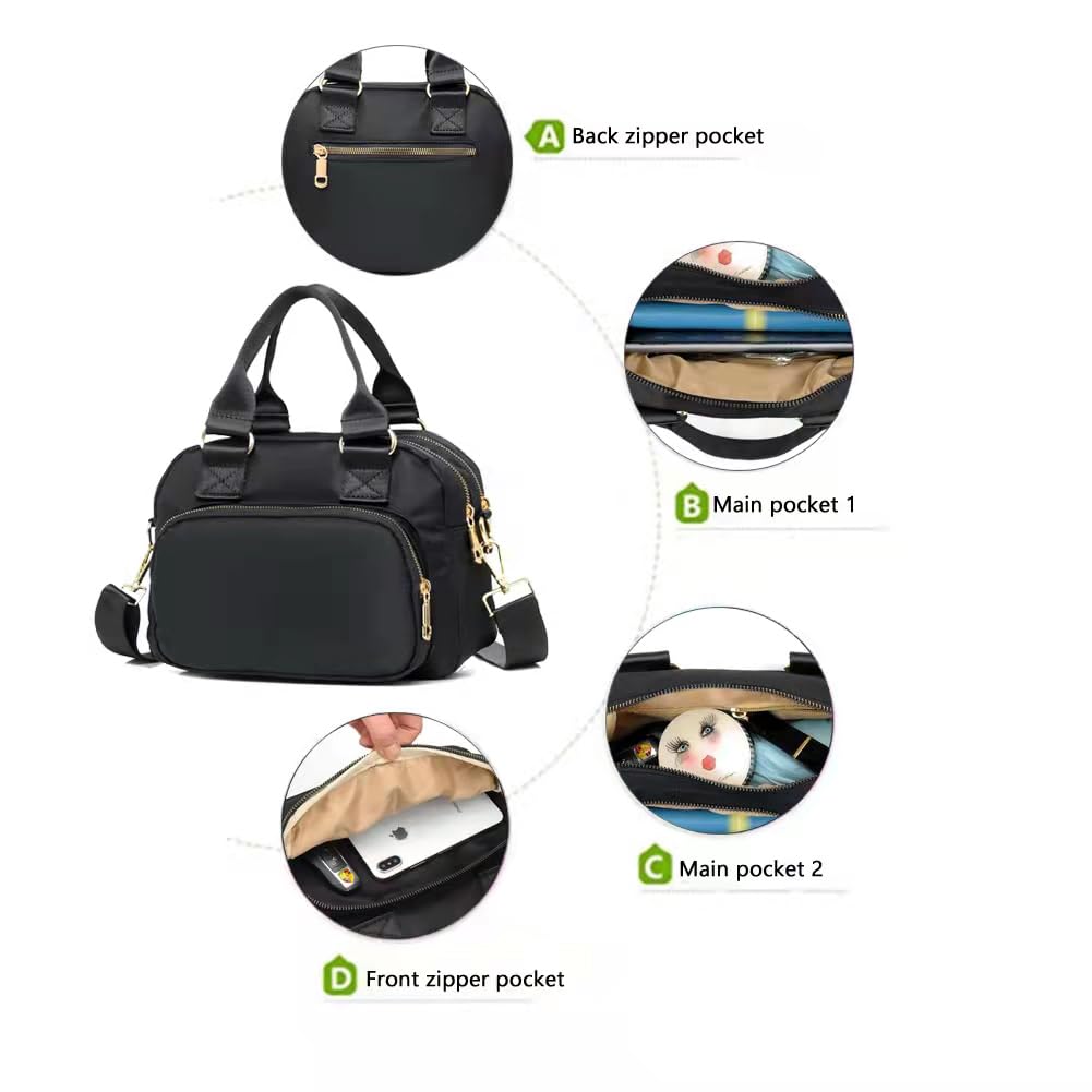 Waterproof Lightweight Nylon Shoulder Handbags for Women - Multi-Pocket Crossbody Bags | Perfect for Travel, Work & Everyday Use