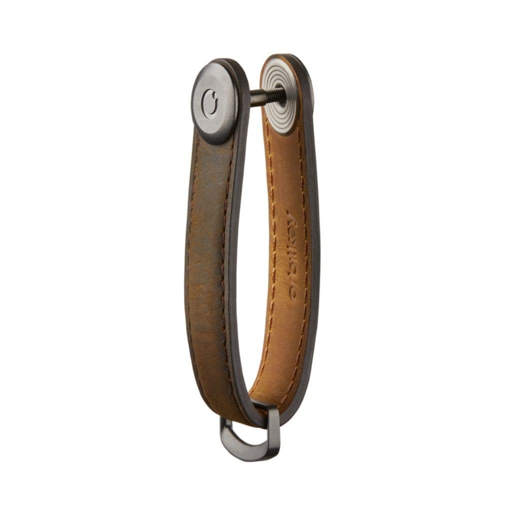 Orbitkey Leather 2.0 Key Organizer - Premium Crazy Horse Leather Key Holder in Oak Brown | Compact Keychain Organizer for Home, Office & Travel Essentials