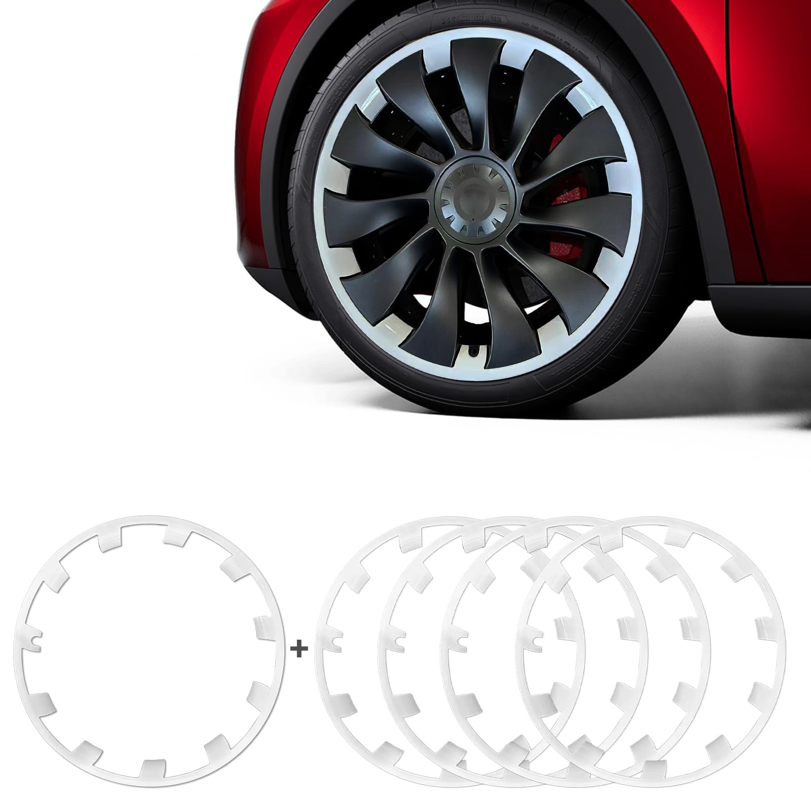 5 PCS 20 Inch Tire Trim Rings for Tesla Model Y 2017-2024 - Wheel Rim Protector, Rim Guard, Hubcaps Cover - Durable Wheel Rim Protection Accessories for Enhanced Style and Safety on Roads