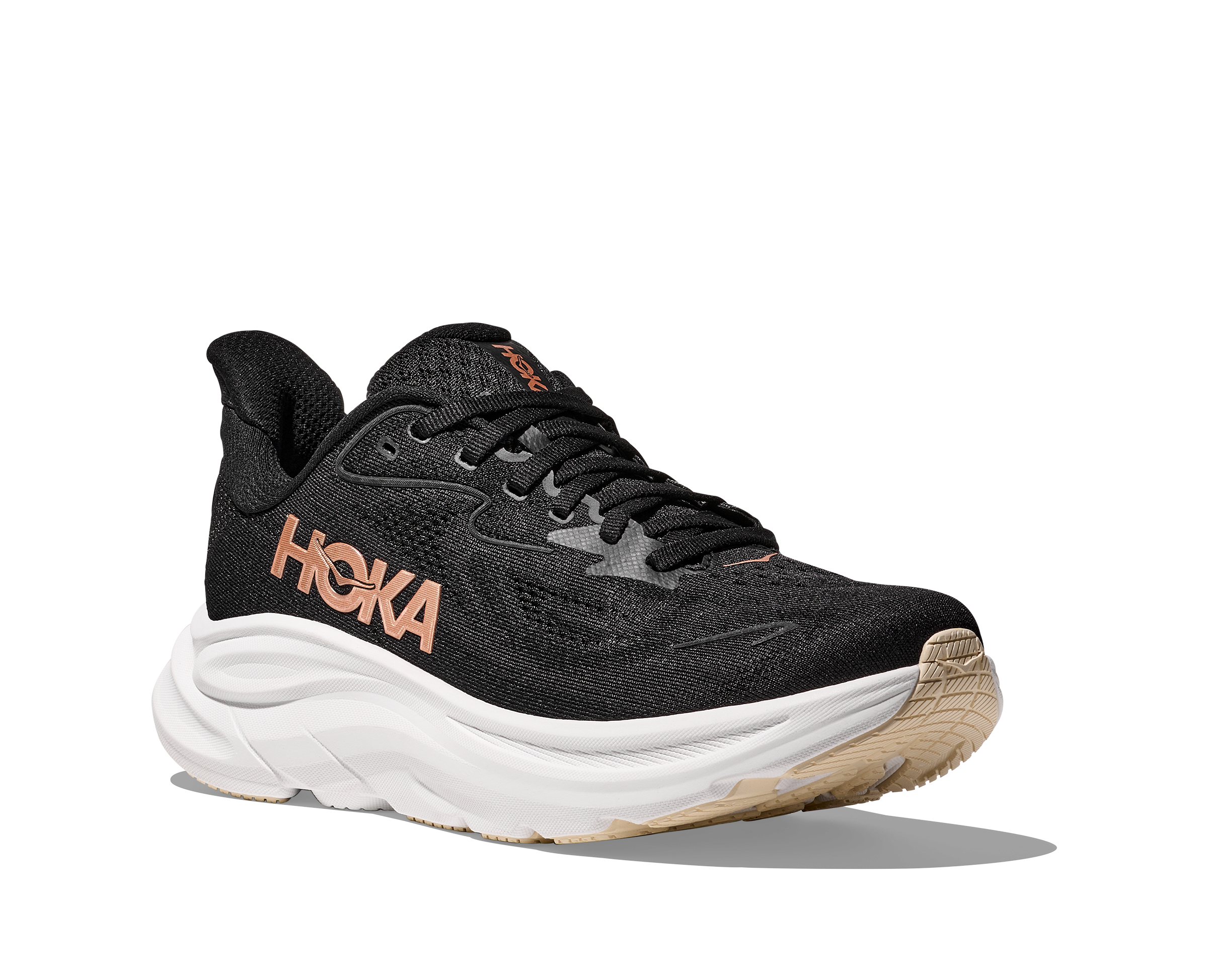 HOKA Women's Clifton 10 Running Shoes - Breathable BRGL Black/Rose Gold Lightweight Sneakers for Jogging, Gym Workouts & Everyday Comfort