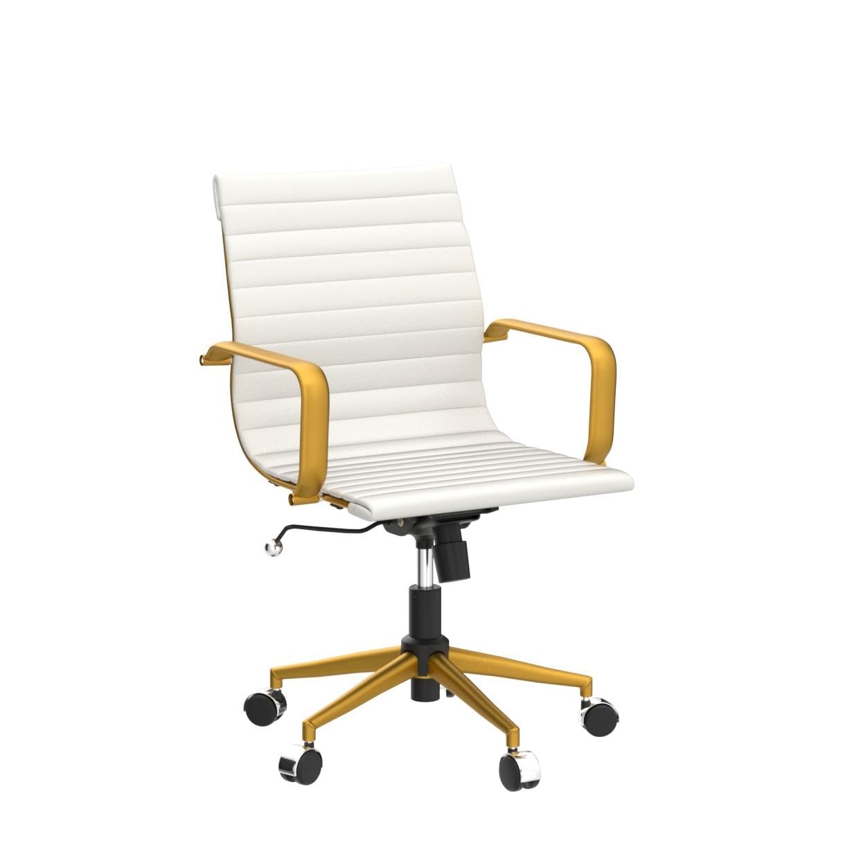 White Gold Ergonomic Office Chair - Modern Adjustable Desk Chair with Lumbar Support for Home & Office Workspace (3011 Gold White) - Perfect for Long Hours of Work, Gaming & Study