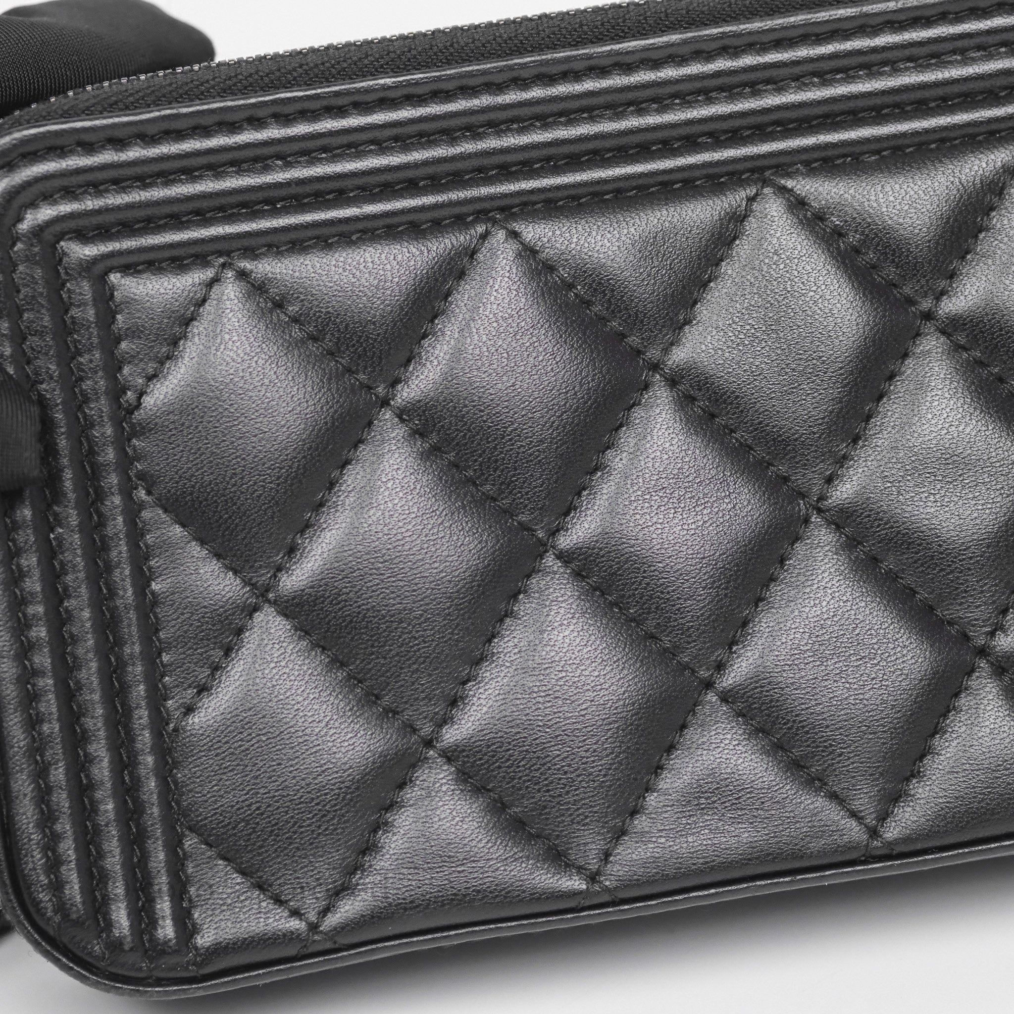Chanel Boy Double Zip Clutch On Chain So Black Lambskin Leather Crossbody Bag - Perfect for Evening Parties, Date Nights & Luxury Fashion Accessories