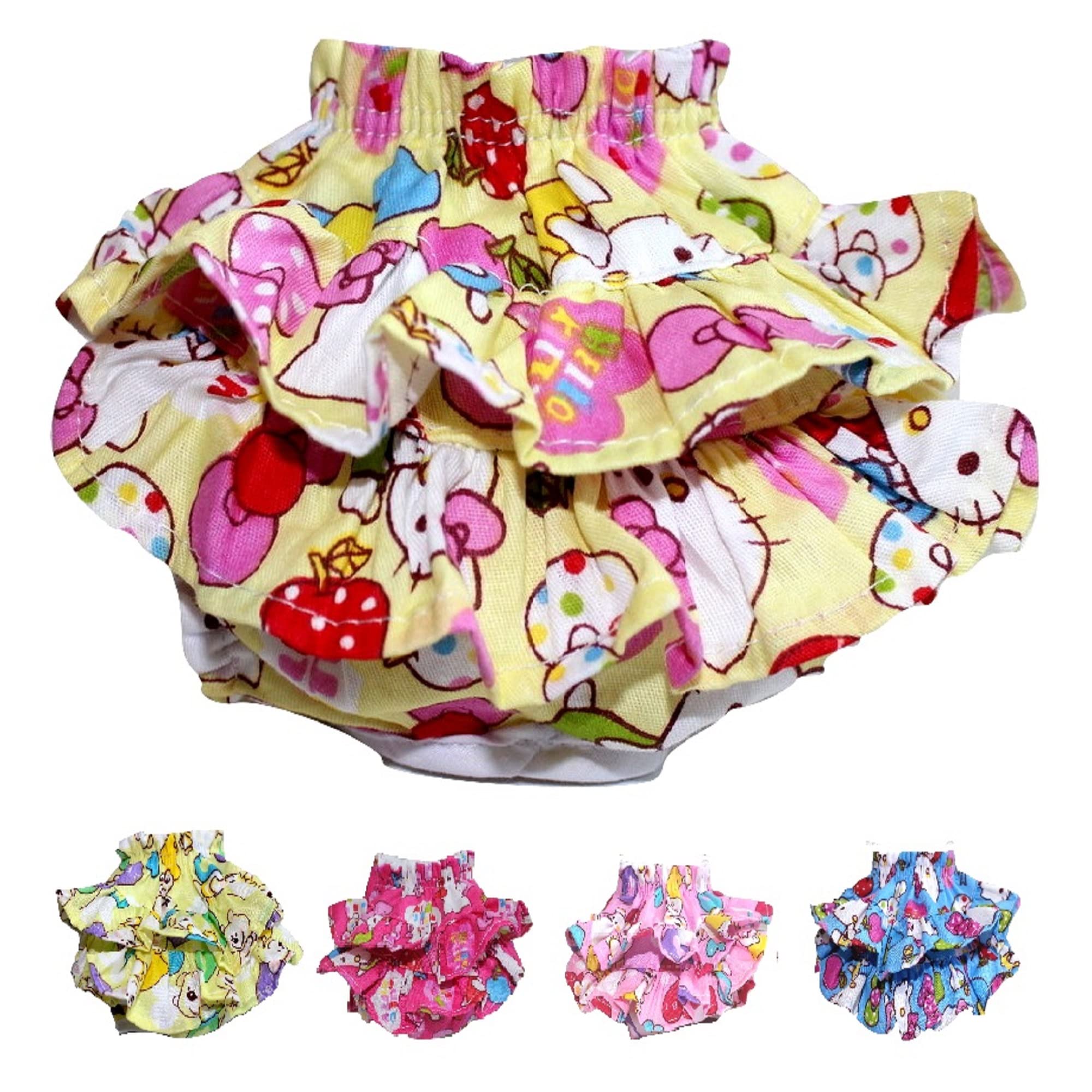 Small Dog Diaper Skirt for Female Dogs - Washable Sanitary Panty Dress (Yellow, Size L, 14