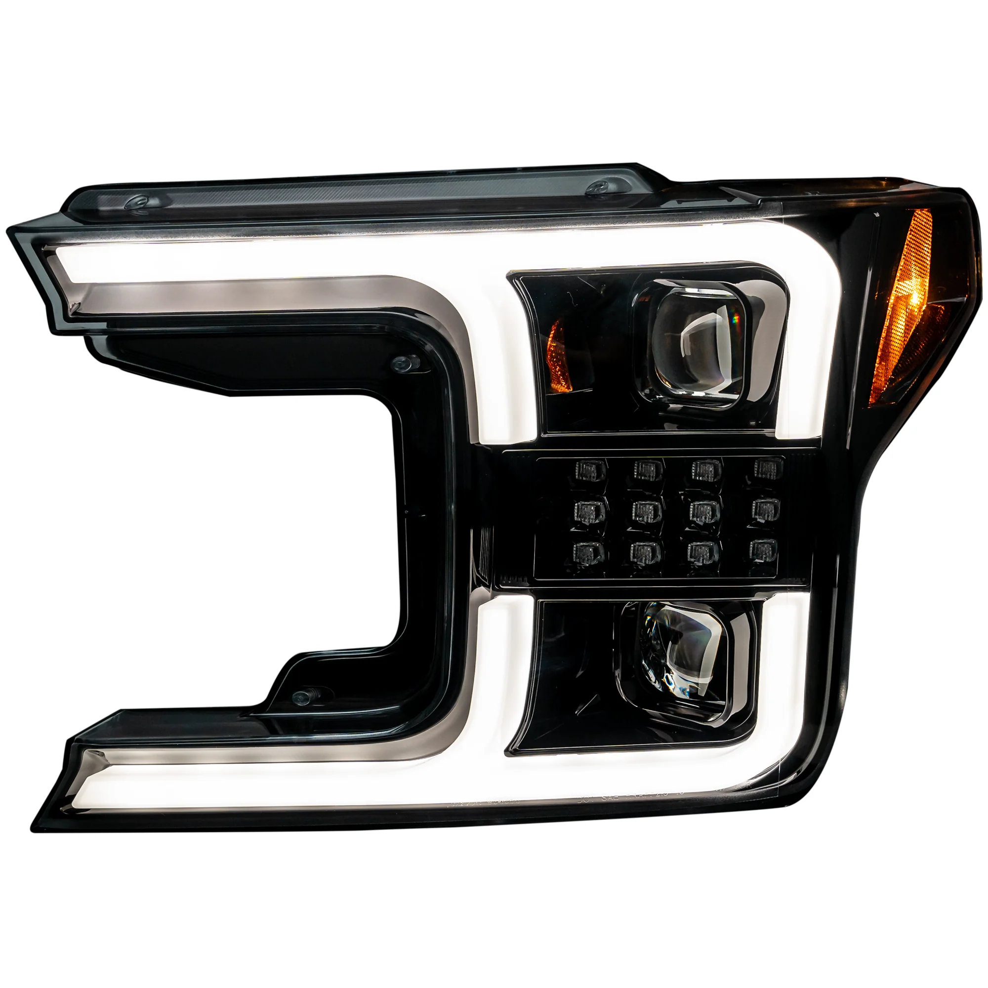 Ford F150 2018-2020 Projector Headlights with OLED DRL & LED Turn Signals - Smoked/Black Housing - Upgrade Your Truck's Style & Night Visibility for Off-Roading & Daily Driving