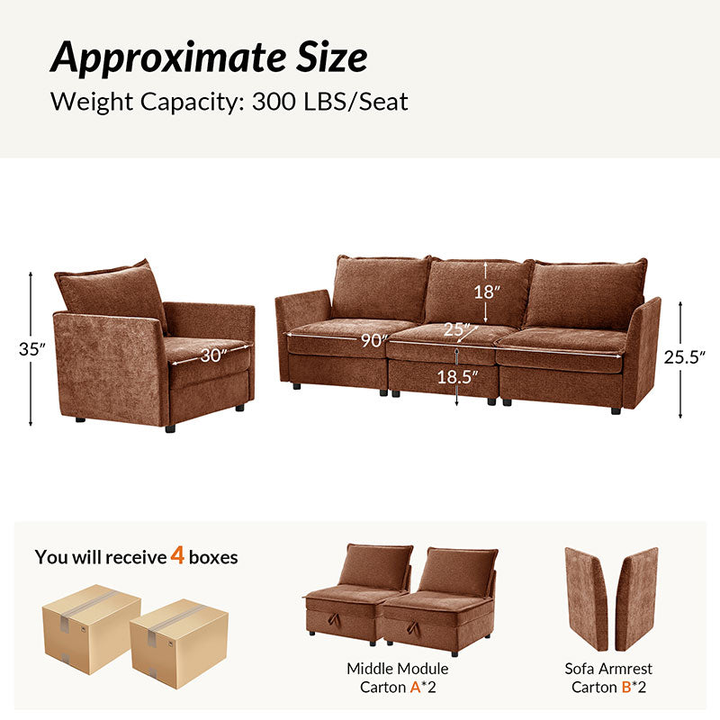 Harmetrix Oversized Soft Sectional Couch with Storage | Modern L-Shaped Sofa Bed with Hidden Compartment | Perfect for Living Room, Family Room & Small Spaces