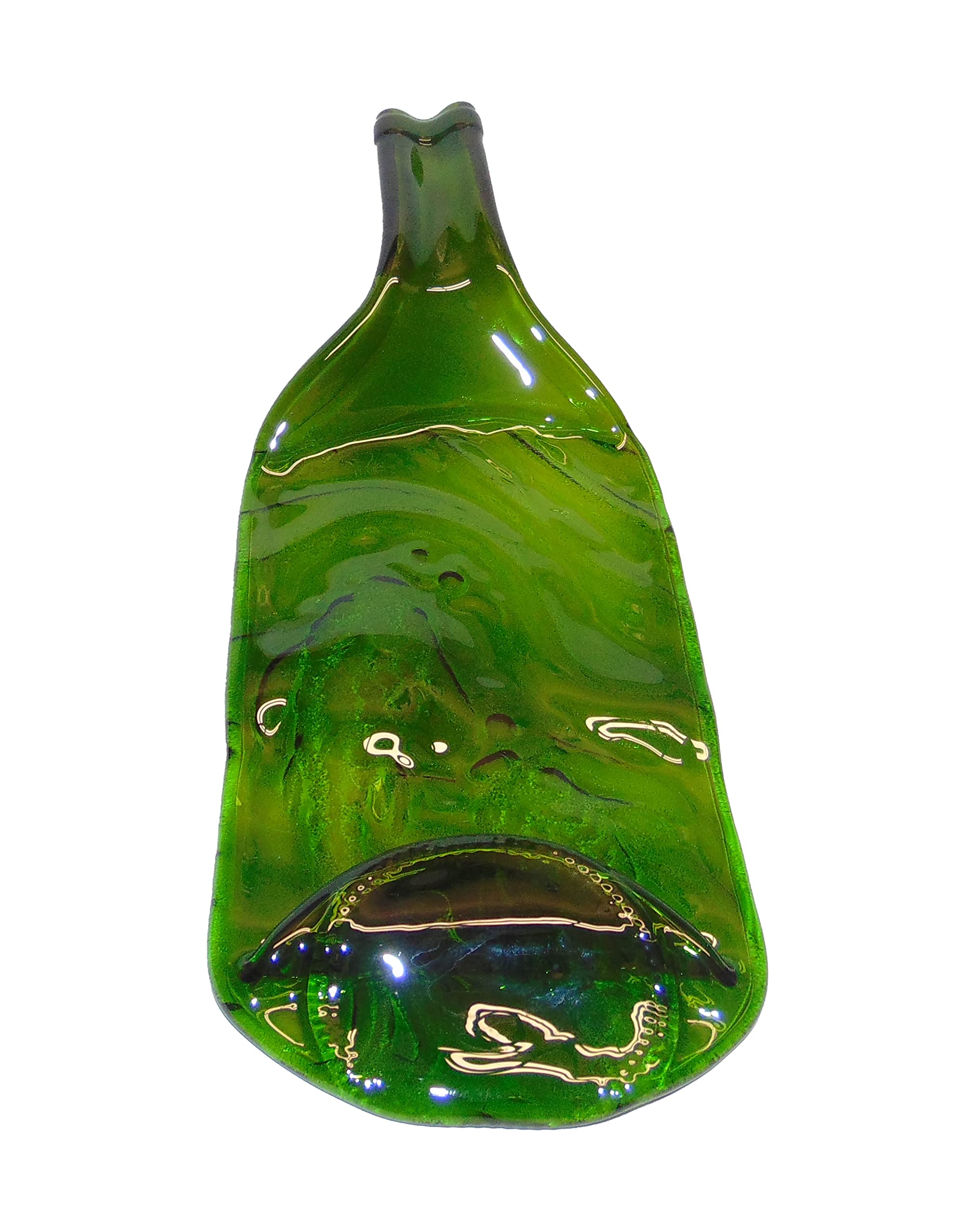 Embossed Fish Design Raised Neck Moss Green Wine Bottle Cheese Tray Serving Platter - Elegant Appetizer Display for Dinner Parties, Wine Tasting & Charcuterie Boards
