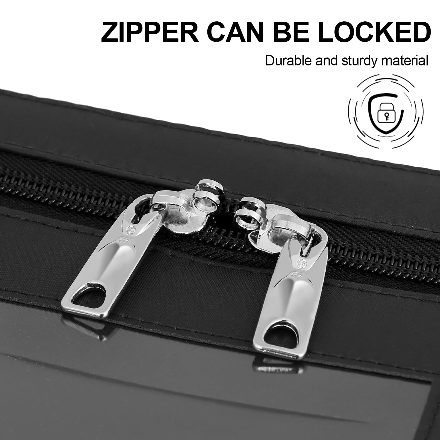 Secure Lockable Money Bag 12.2x8.2 Inches - Heavy Duty Zippered Bank Deposit Bag with Dual Zipper & Safe Lock - Cash Deposit Bag for Businesses, Retail Stores & ATM Use (Black, Medium)