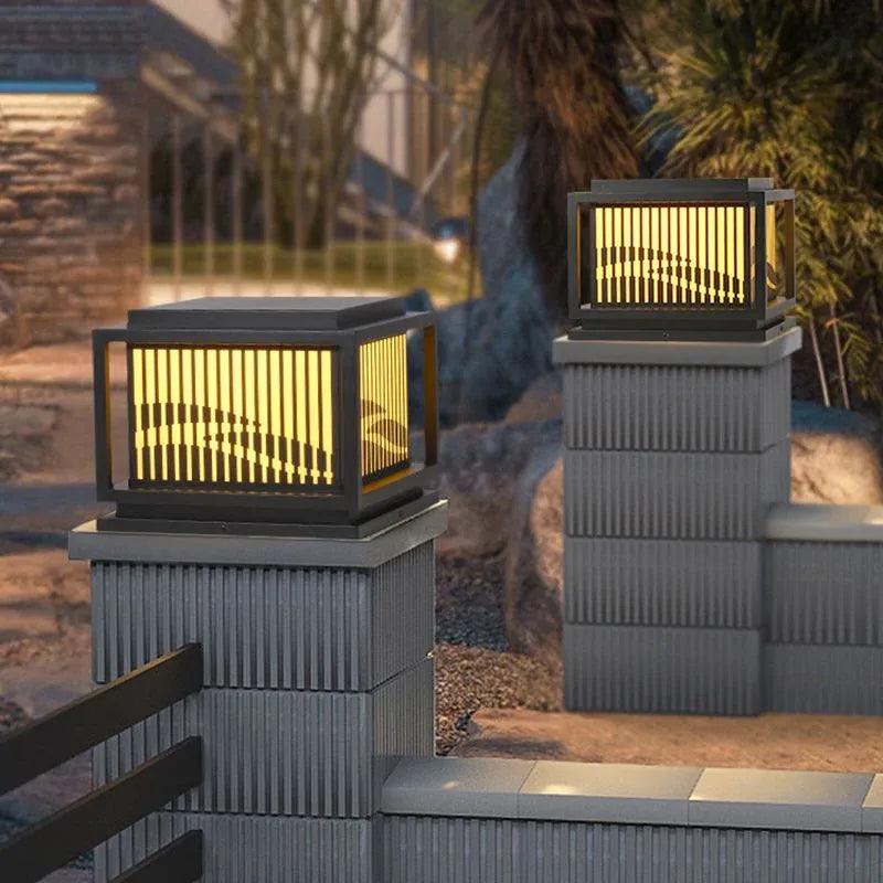 Vintage LED Outdoor Pillar Lights - Waterproof Garden Fence Lighting for Patio, Yard, and Pathway Decoration - Warm White Solar Powered Landscape Lights