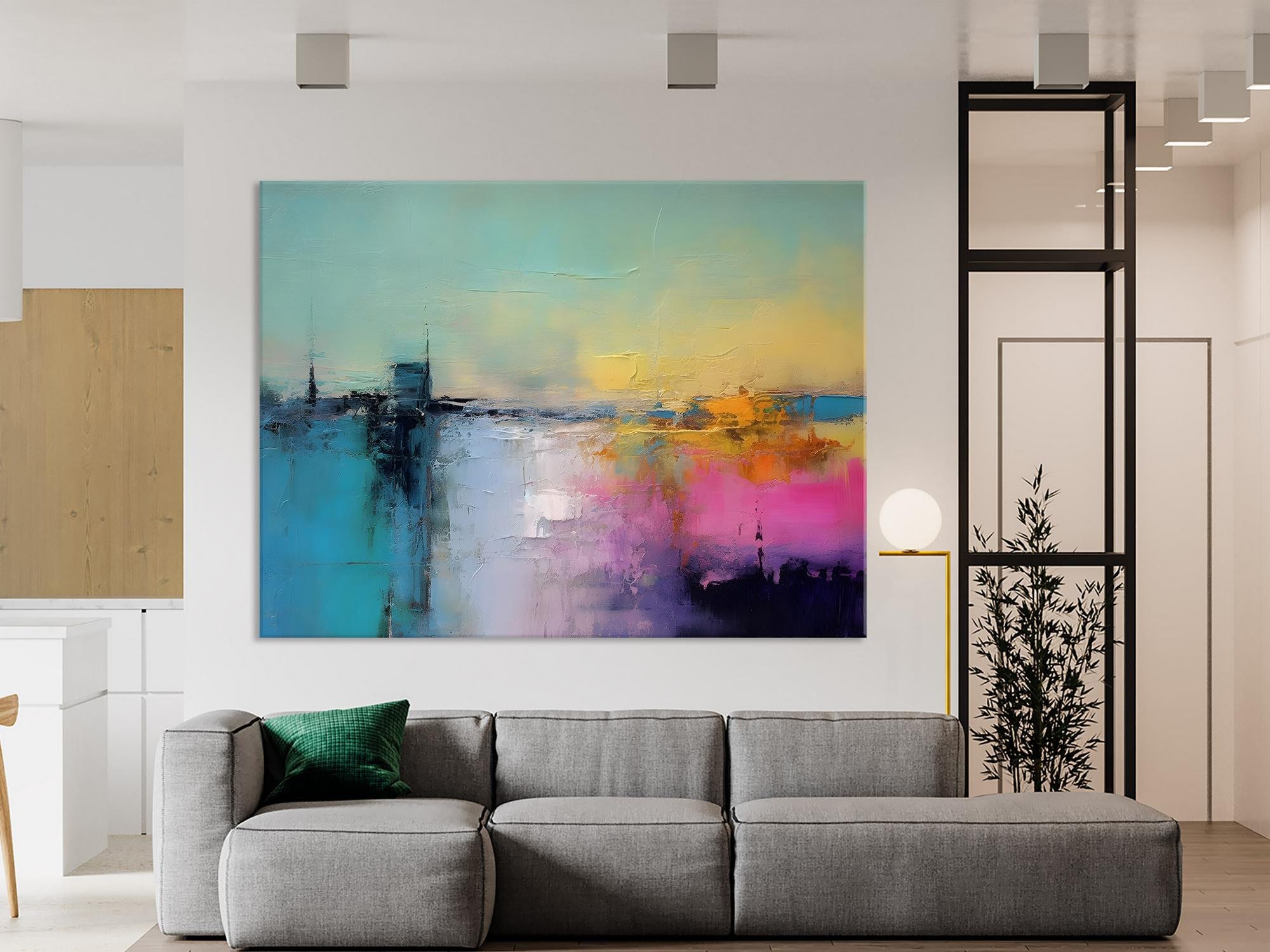 Hand Painted Original Abstract Landscape Canvas Wall Art - Modern Acrylic Painting for Bedroom Decor | Contemporary Home & Office Wall Decor